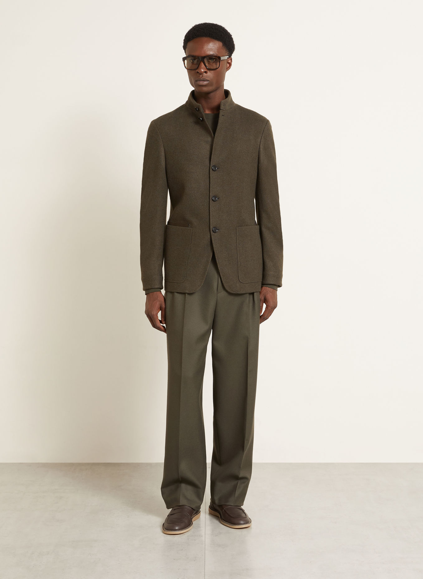 ZEGNA CONTE Jacket with Cashmere: KHAKI
