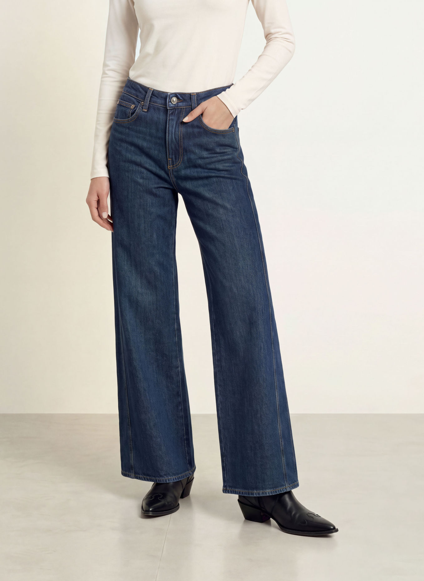 mavi Jeansy wide leg SIENA: A3669 Deep DENIM