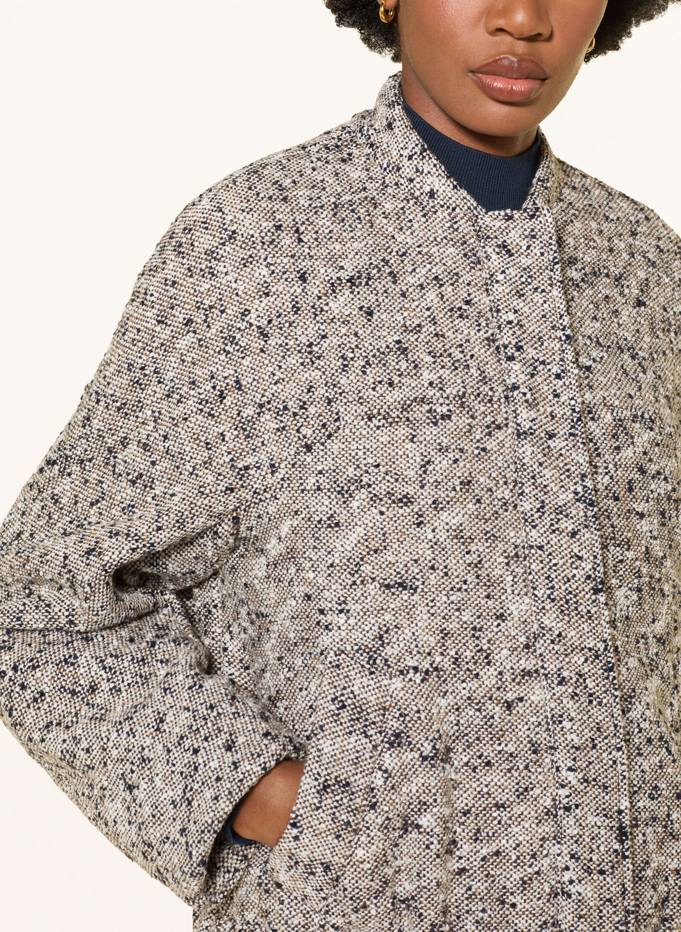 Rich & Royal Tweed-Blouson: WEISS / HELLBRAUN / DUNKELBLAU