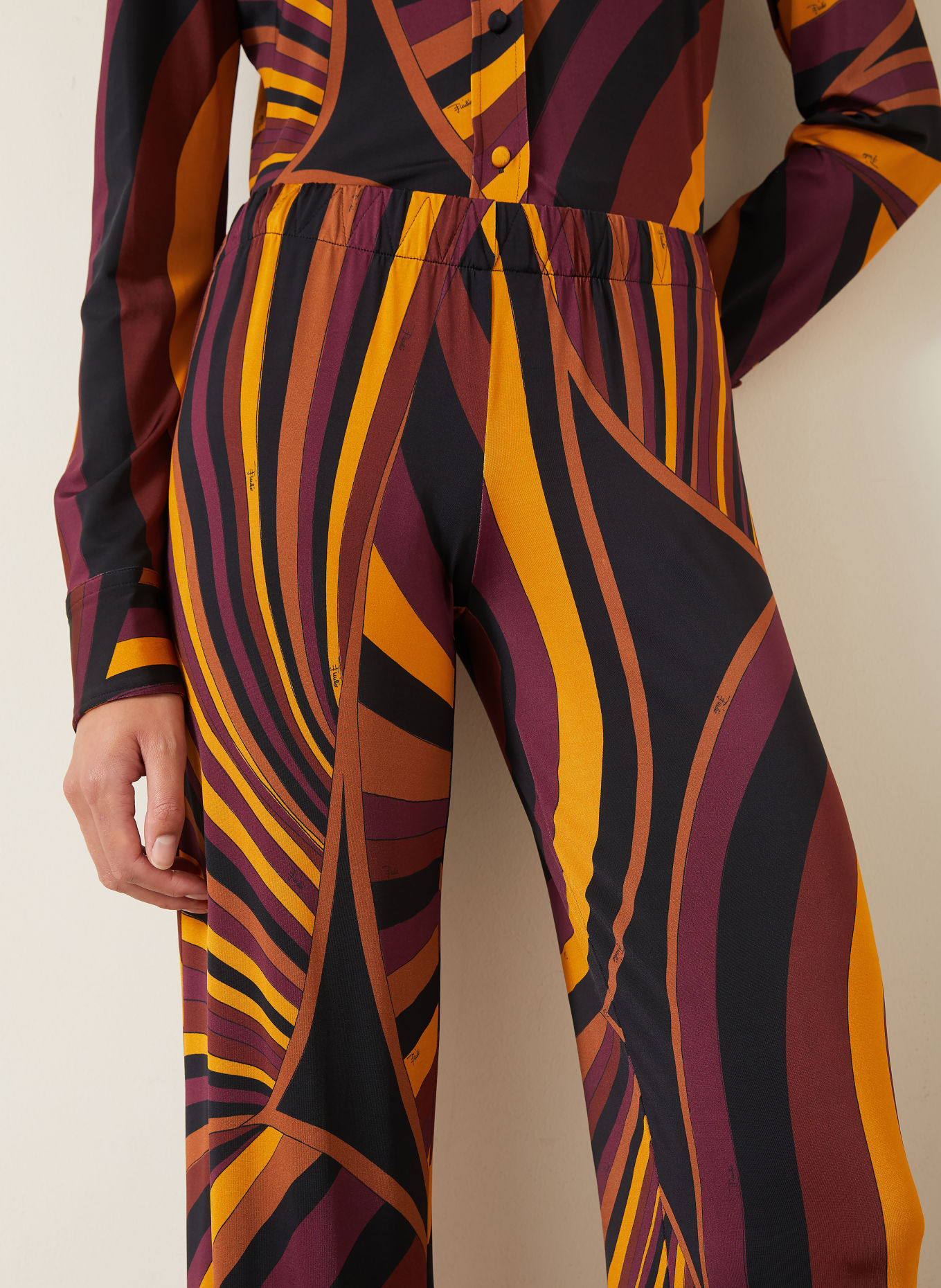 PUCCI Jersey trousers: DARK RED / ORANGE / BLACK