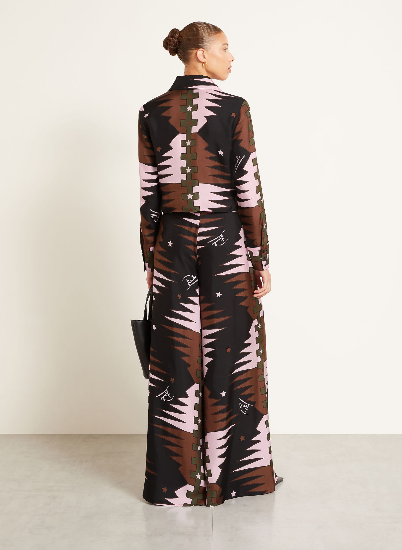 PUCCI Zijden overhemdblouse: ZWART / BRUIN / ROZE