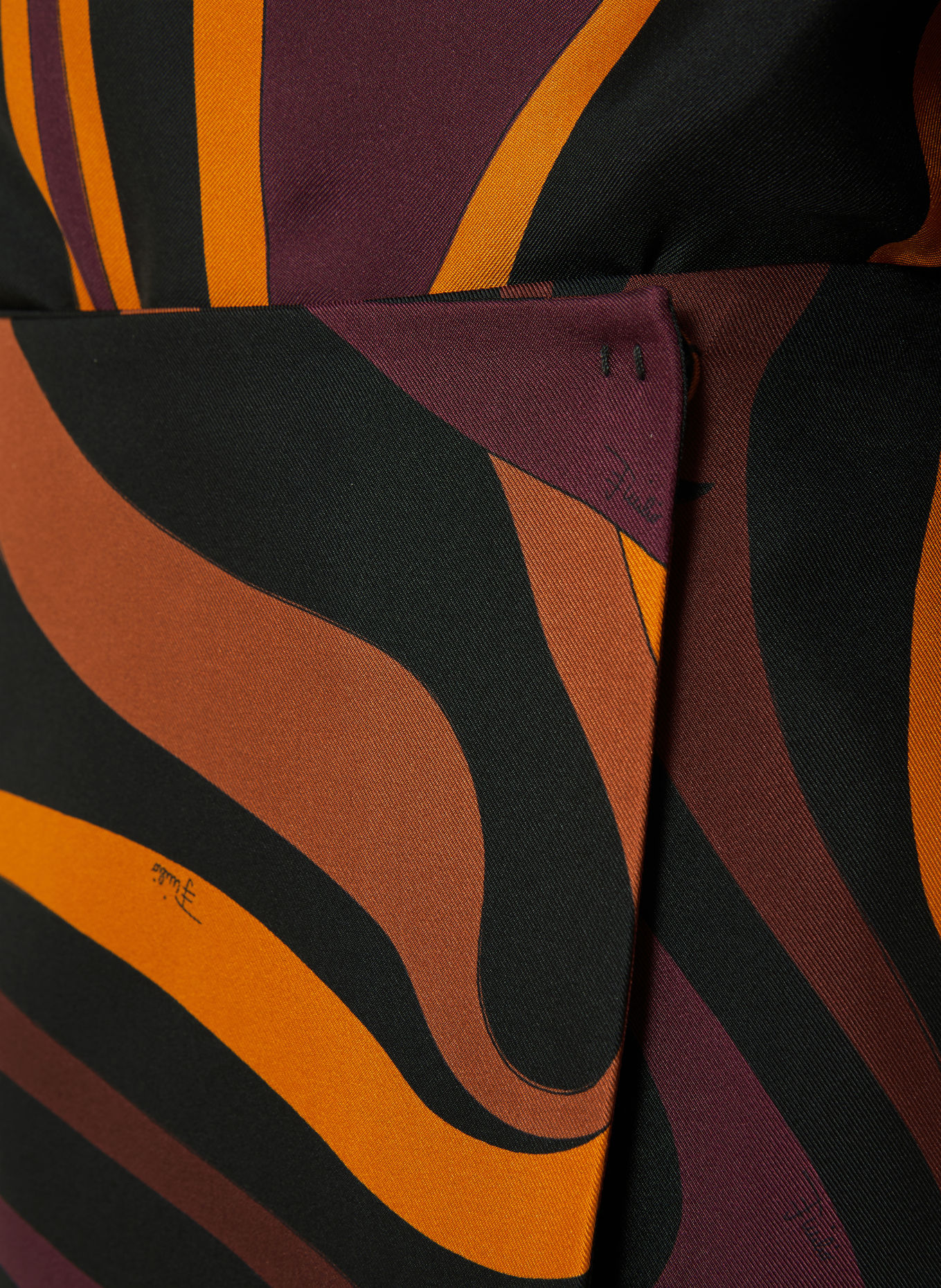 PUCCI Silk wrap skirt: DARK RED / ORANGE / BLACK