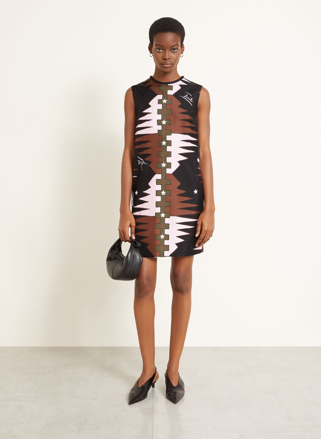 PUCCI Robe en soie: MARRON FONCÉ / ROSE / NOIR