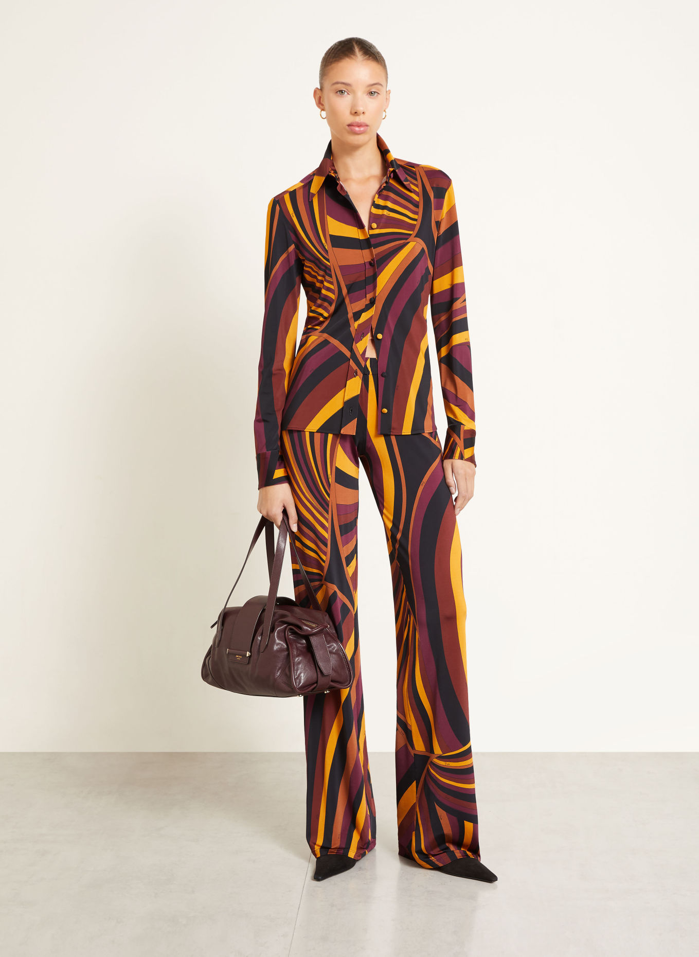 PUCCI Overhemdblouse van jersey: DONKERGEEL / BRUIN / ZWART