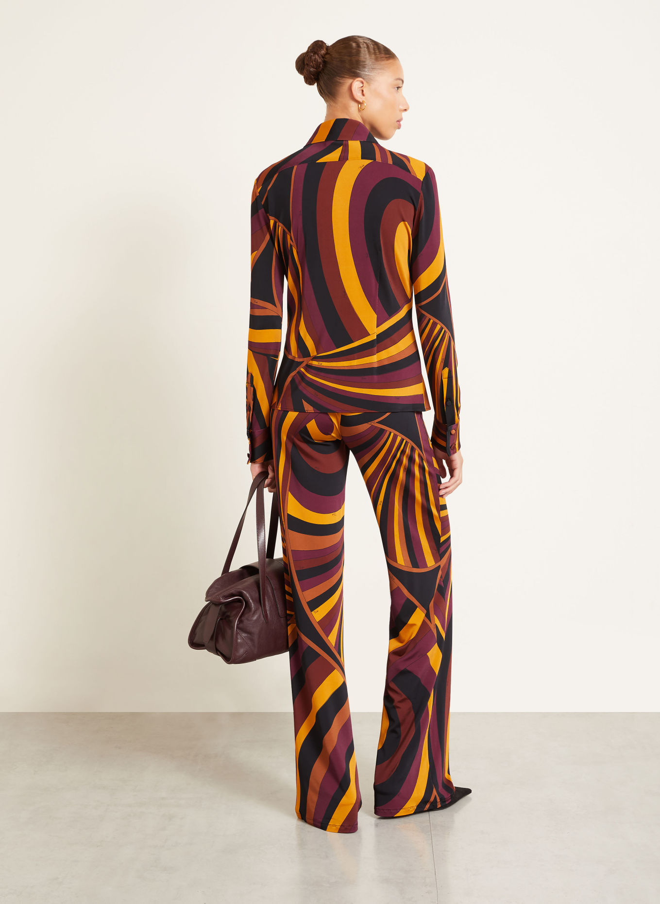 PUCCI Overhemdblouse van jersey: DONKERGEEL / BRUIN / ZWART