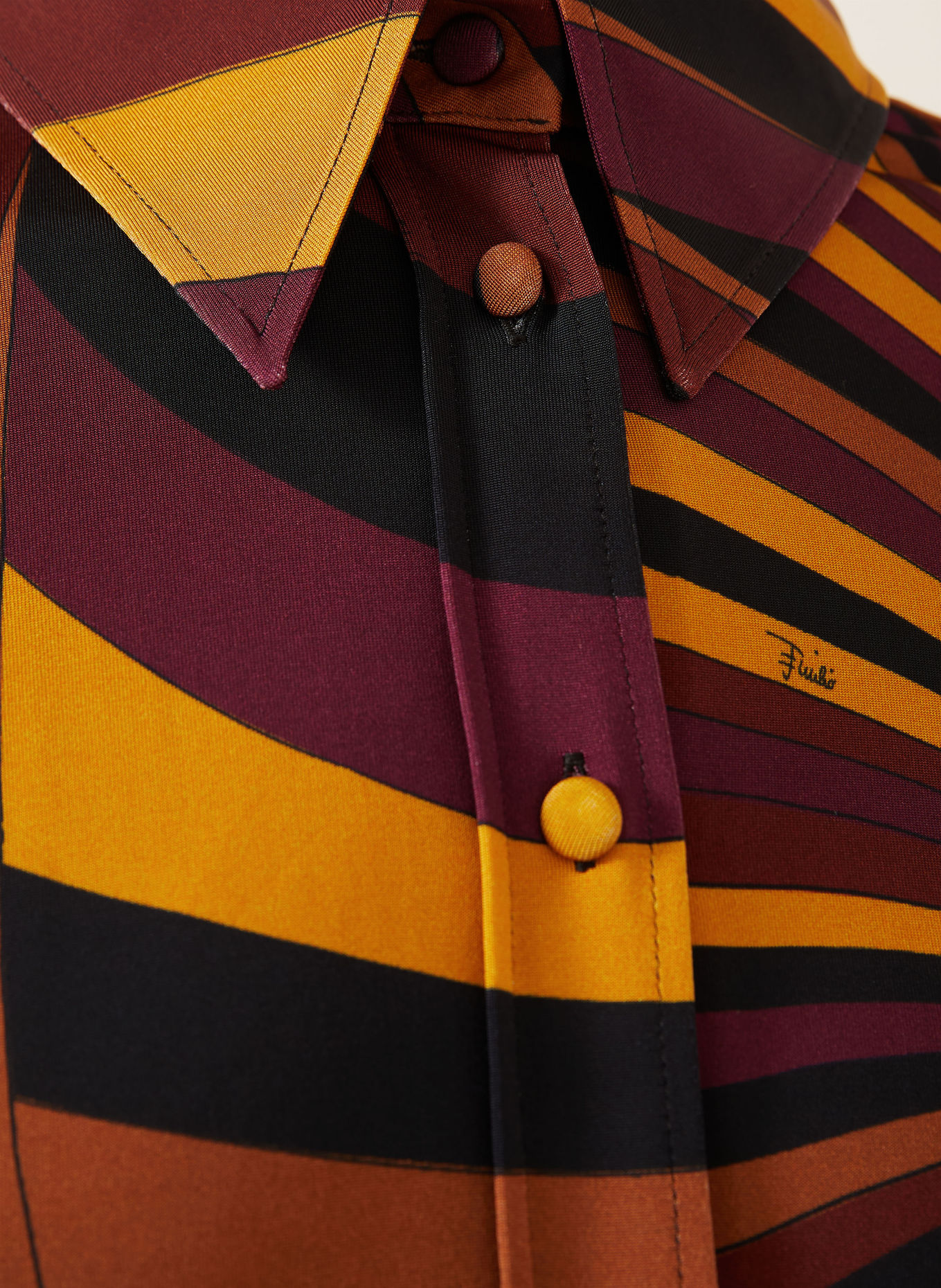 PUCCI Overhemdblouse van jersey: DONKERGEEL / BRUIN / ZWART