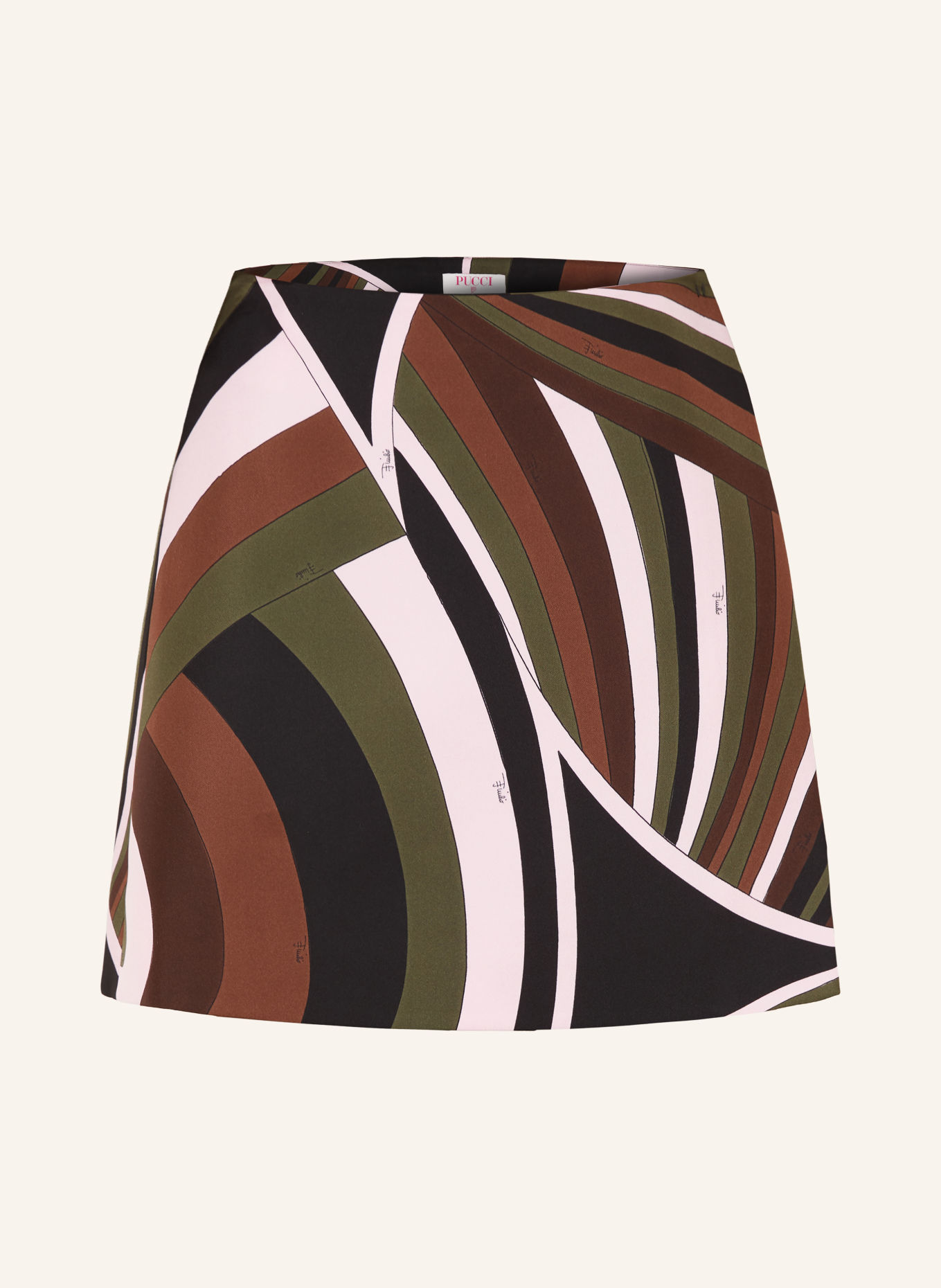 PUCCI Jupe en soie à effet cache-cœur: NOIR / ROSE CLAIR / GROEN