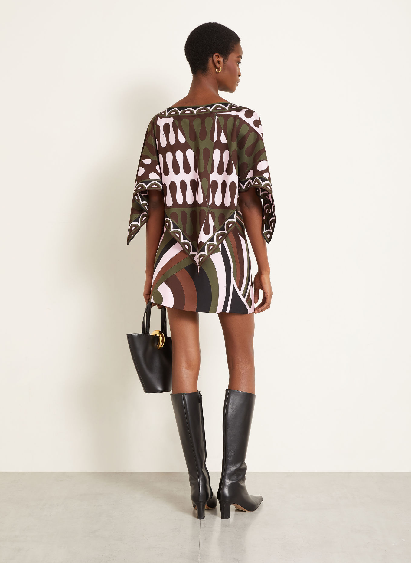 PUCCI Jupe en soie à effet cache-cœur: NOIR / ROSE CLAIR / GROEN