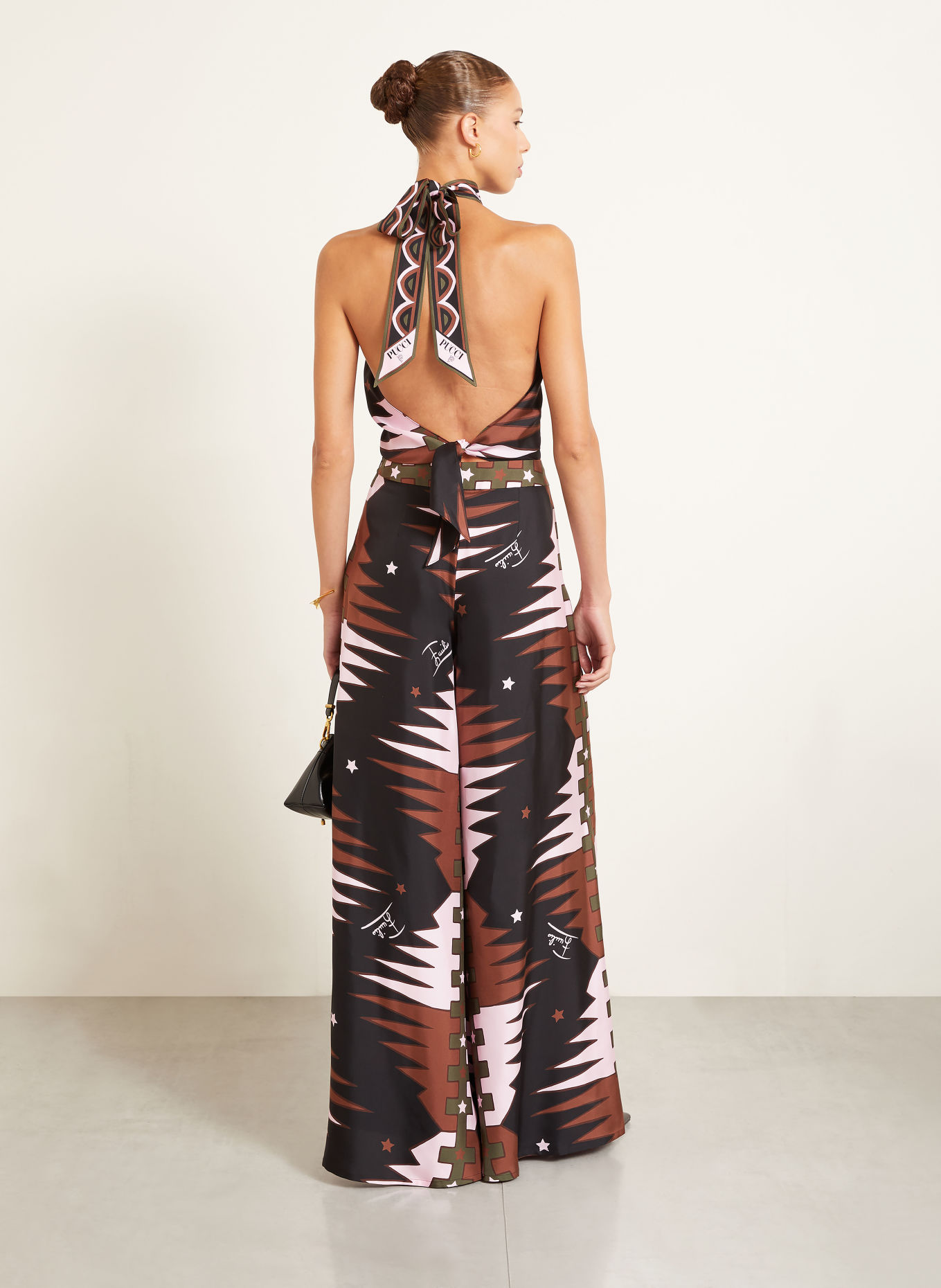 PUCCI Silk halter top: PINK / BROWN / OLIVE