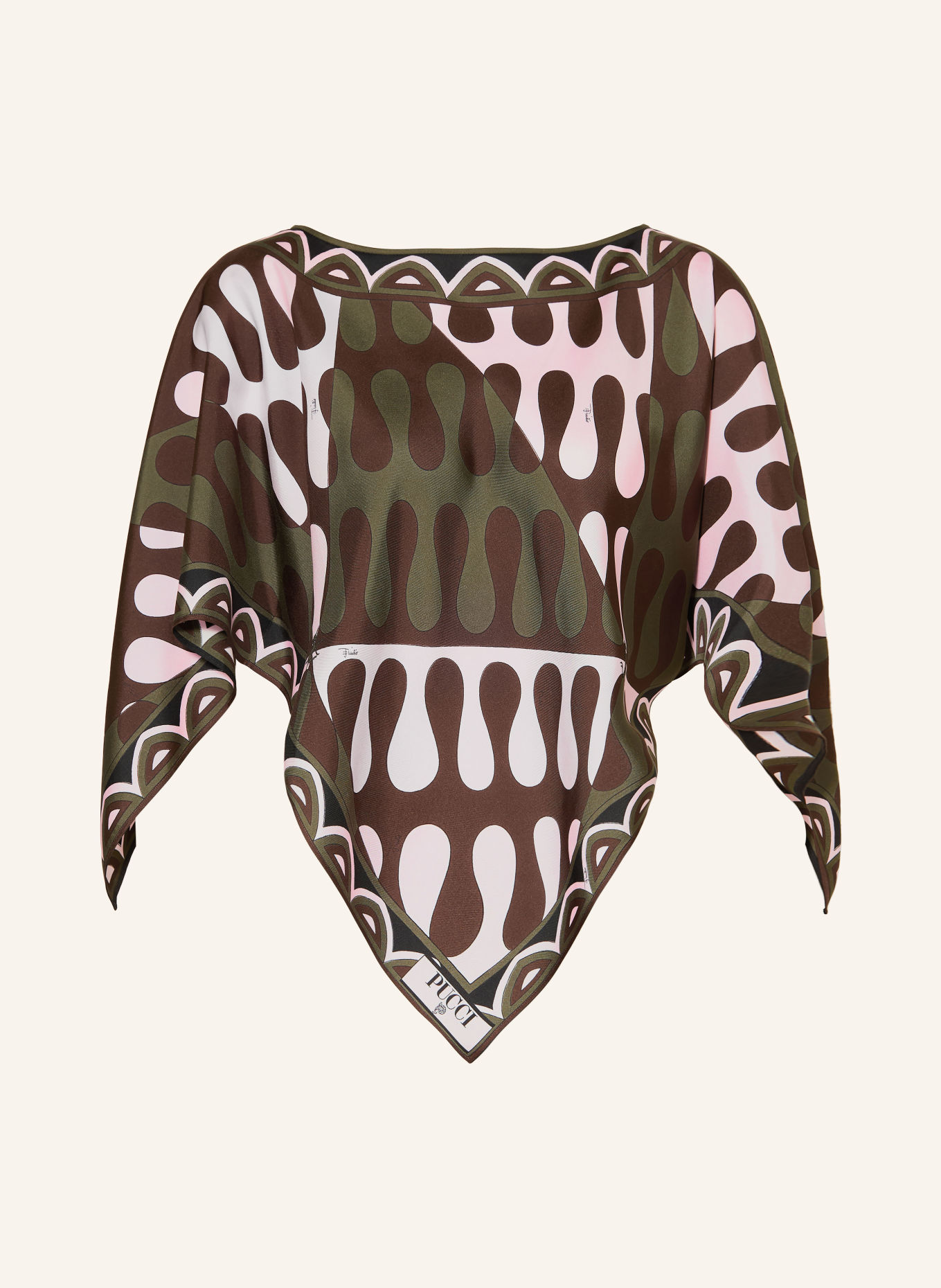 PUCCI Zijden blouseshirt: MARRON FONCÉ / ROZE / DONKERGROEN