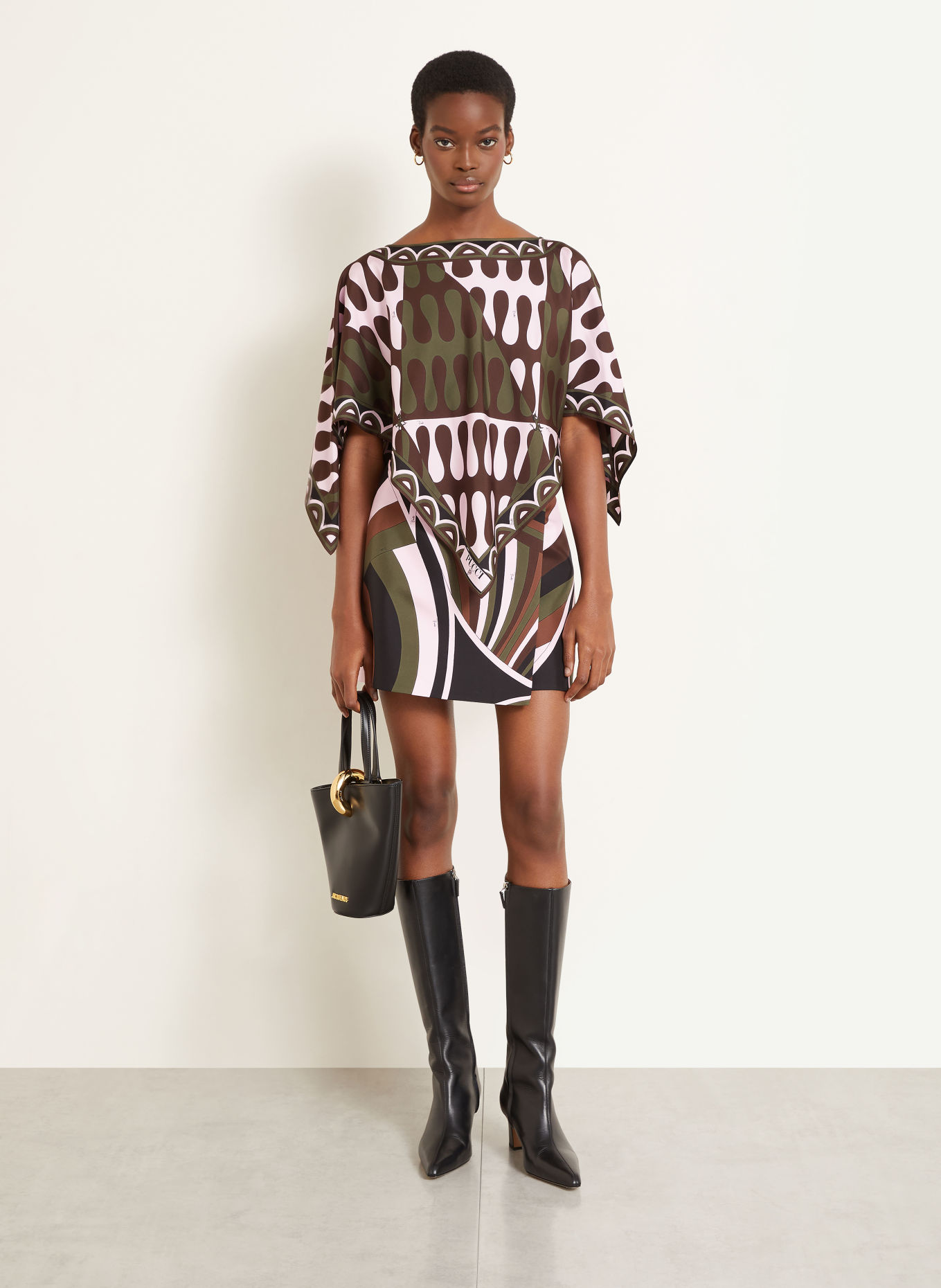 PUCCI Zijden blouseshirt: MARRON FONCÉ / ROZE / DONKERGROEN