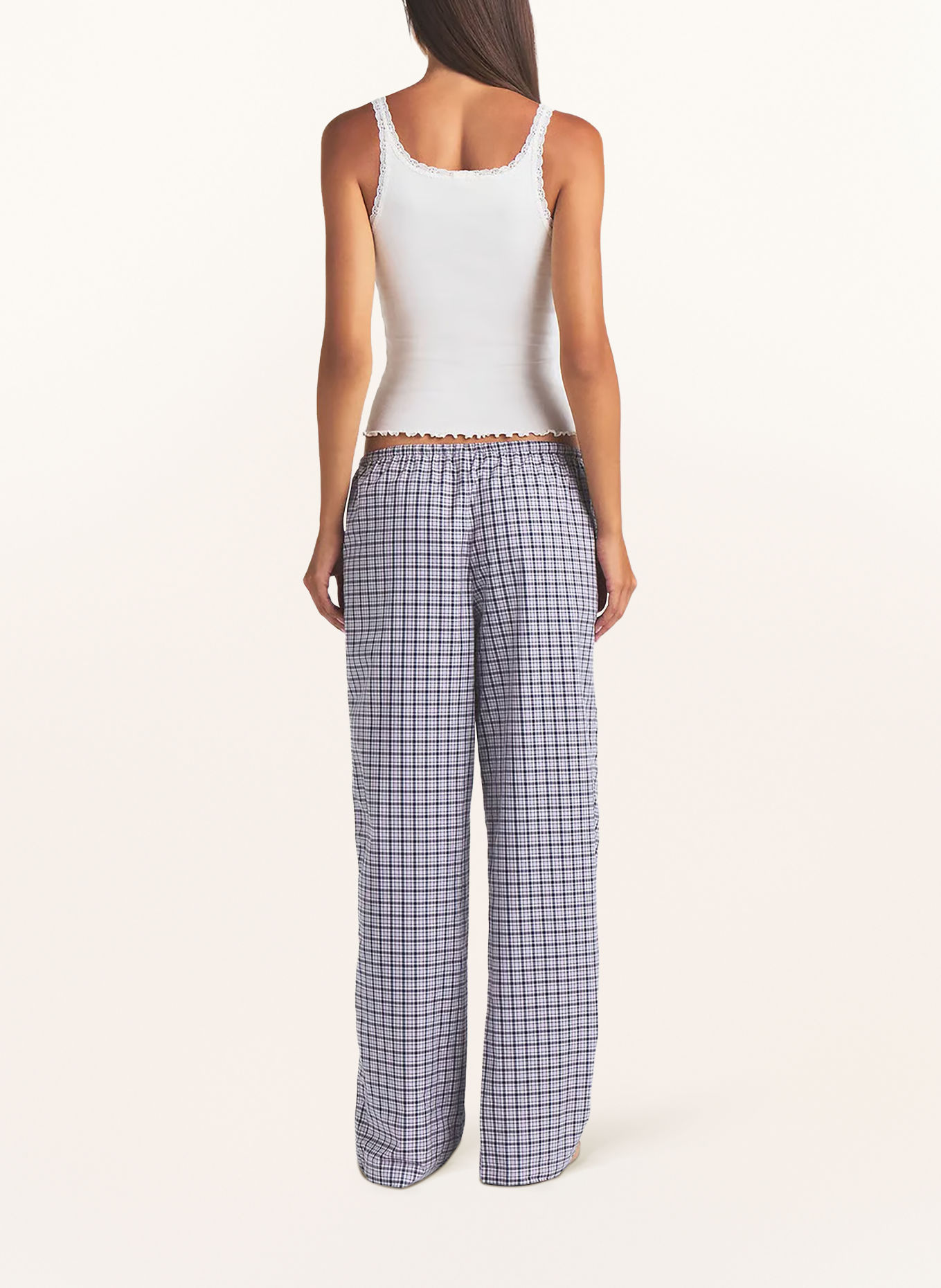 SKIMS Cotton Poplin Pajama Bottoms: MICA NAVY CHECK