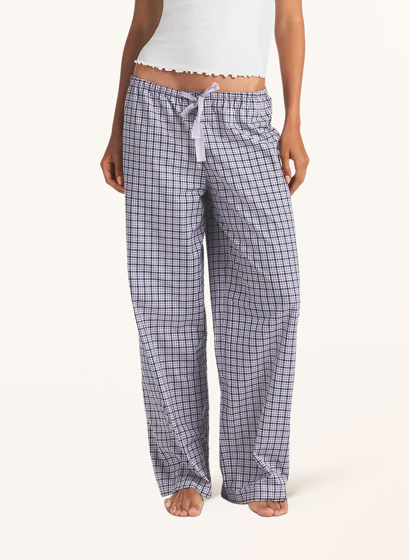 SKIMS Cotton Poplin Pajama Bottoms: MICA NAVY CHECK