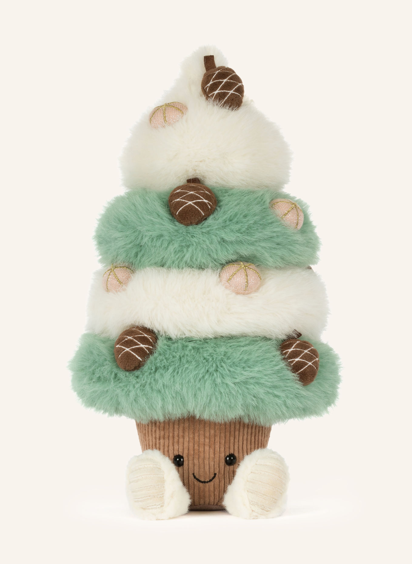 Jellycat Plüsch-Spielzeug AMUSEABLES PINECONE TREE mit Glitzergarn: HELLGRÜN / BRAUN / CREME