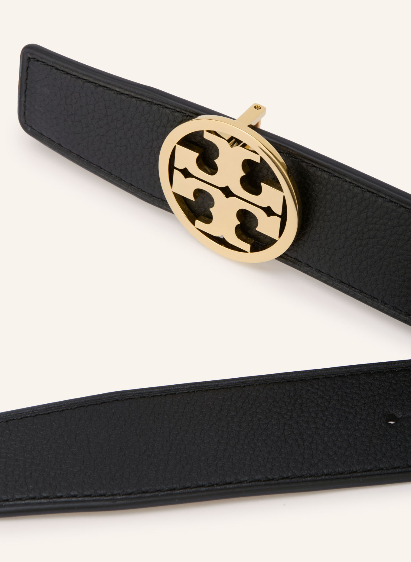 TORY BURCH Ledergürtel MILLER zum Wenden: SCHWARZ / COGNAC