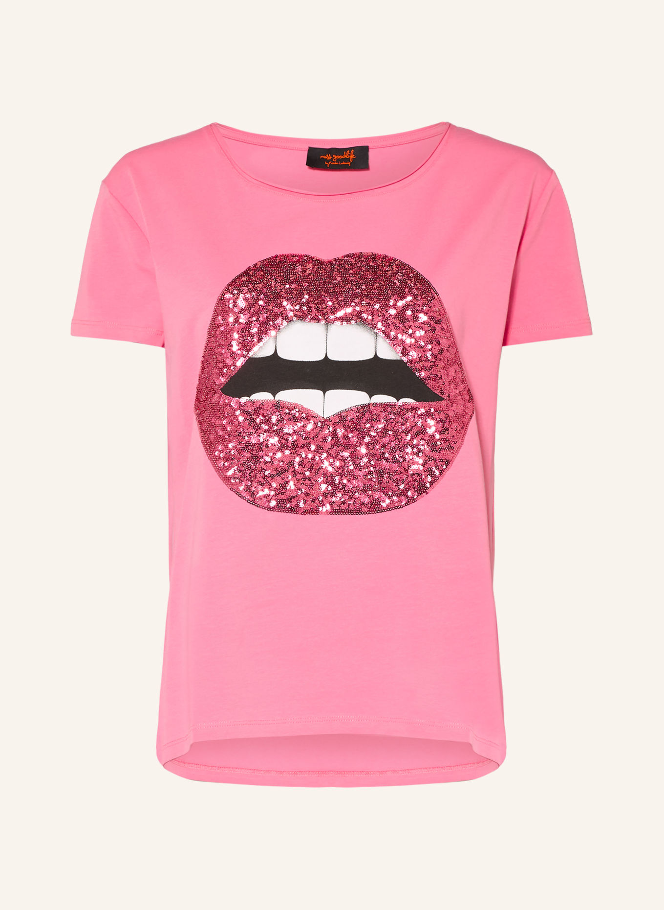 miss goodlife T-Shirt mit Pailletten: PINK / WEISS / SCHWARZ