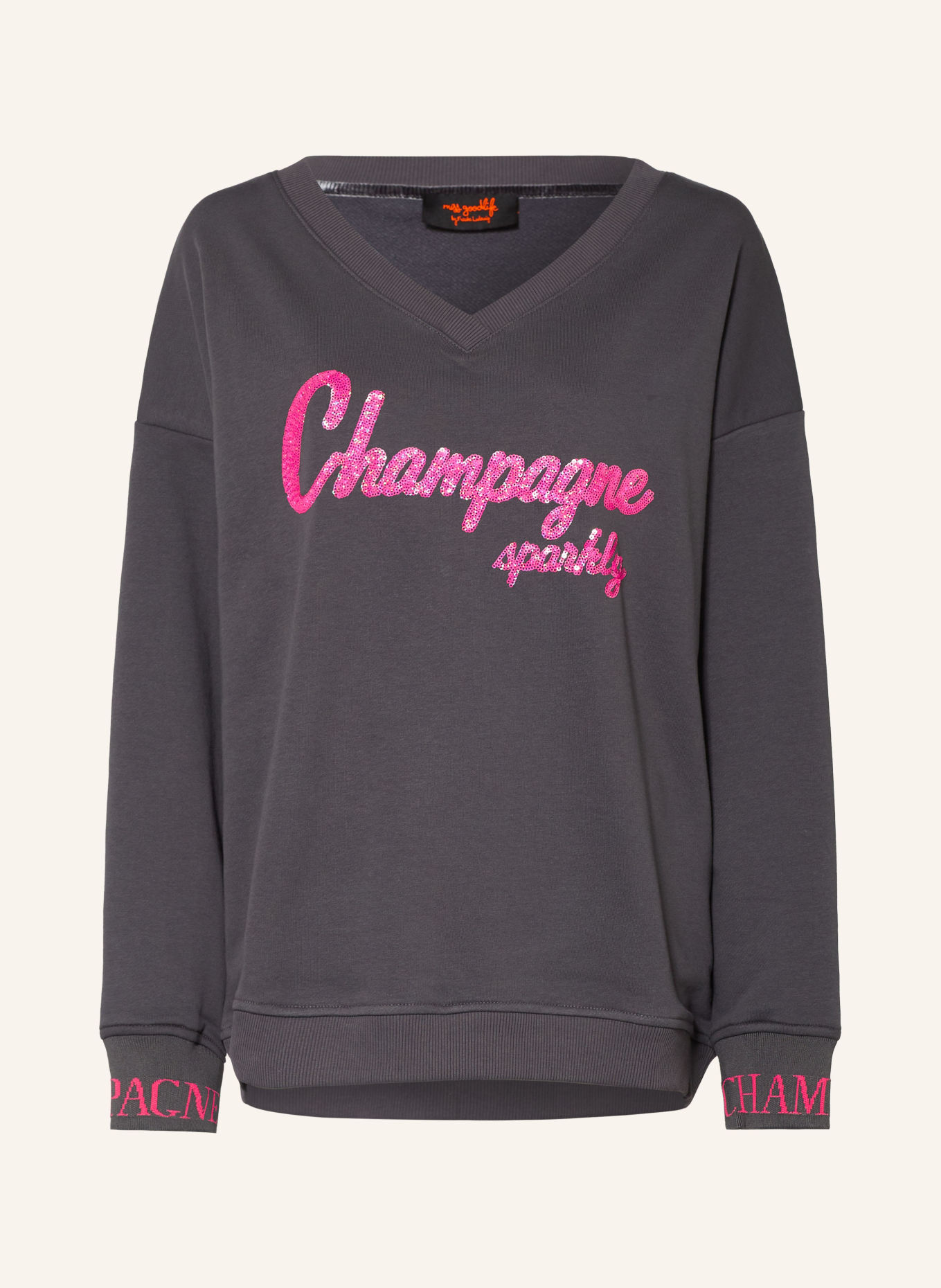 miss goodlife Sweatshirt à paillettes: GRIS FONCÉ / ROSE FUCHSIA