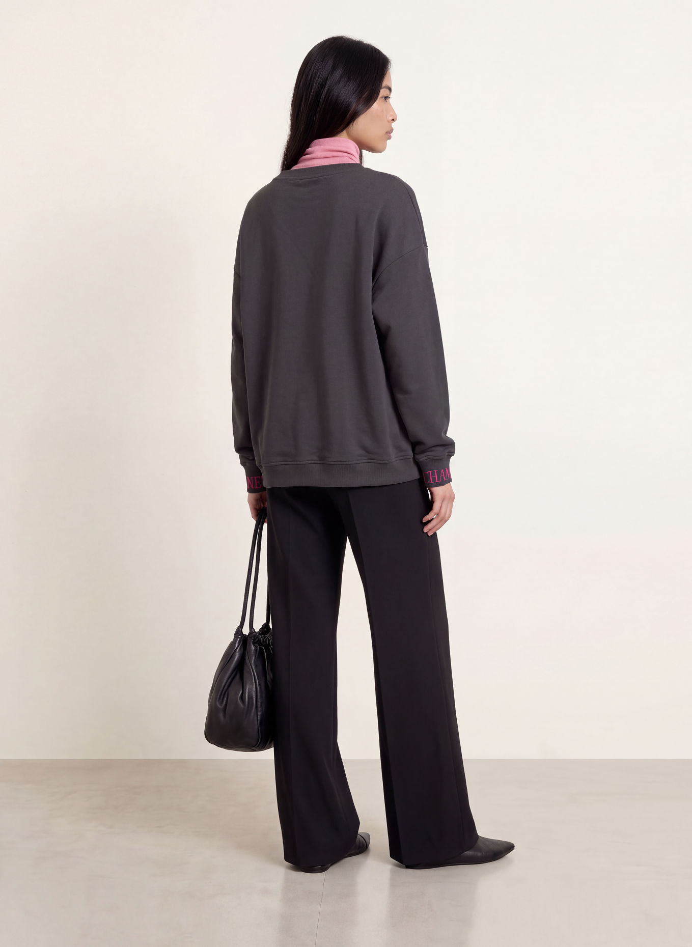 miss goodlife Sweatshirt à paillettes: GRIS FONCÉ / ROSE FUCHSIA