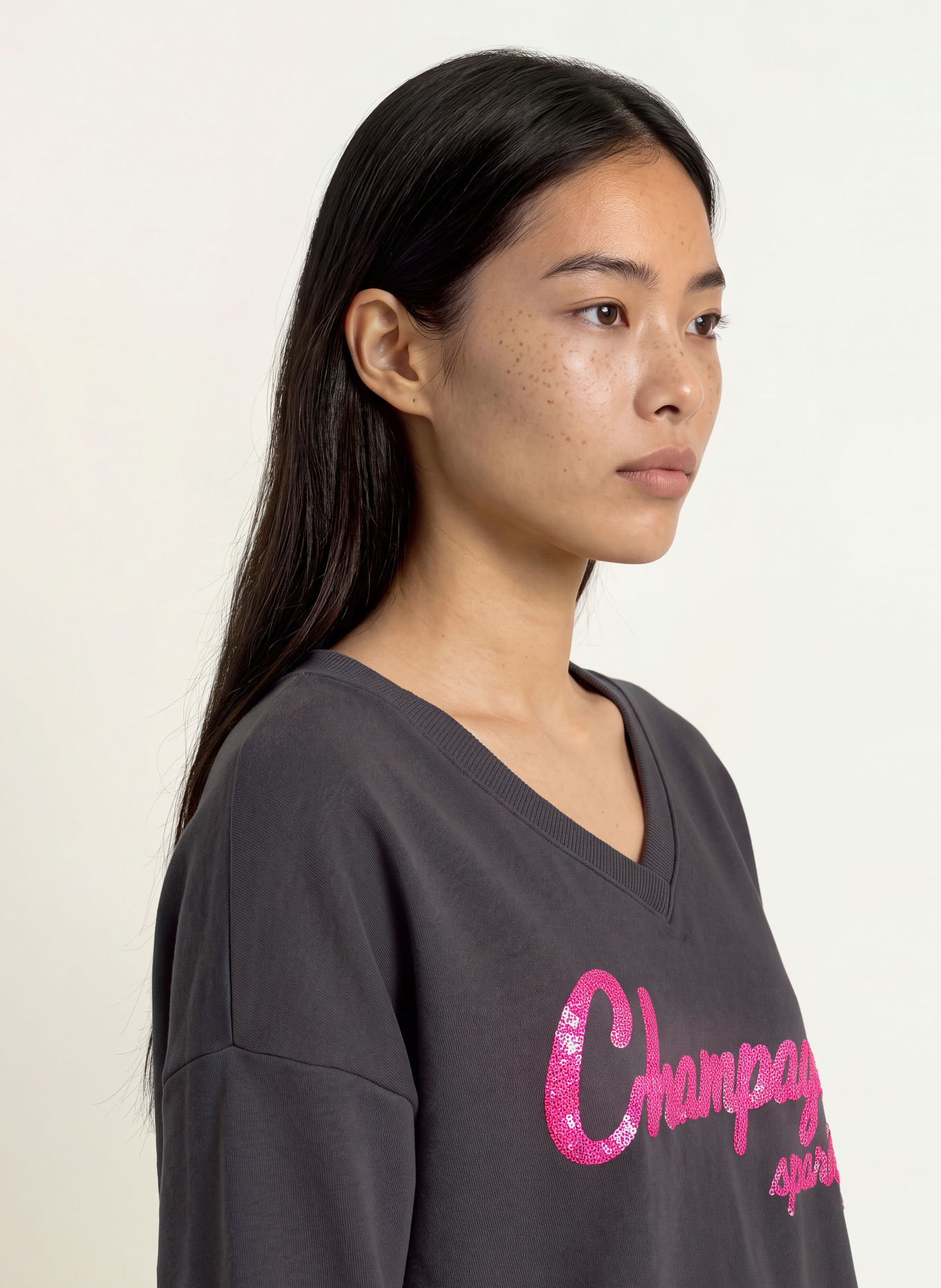 miss goodlife Sweatshirt à paillettes: GRIS FONCÉ / ROSE FUCHSIA