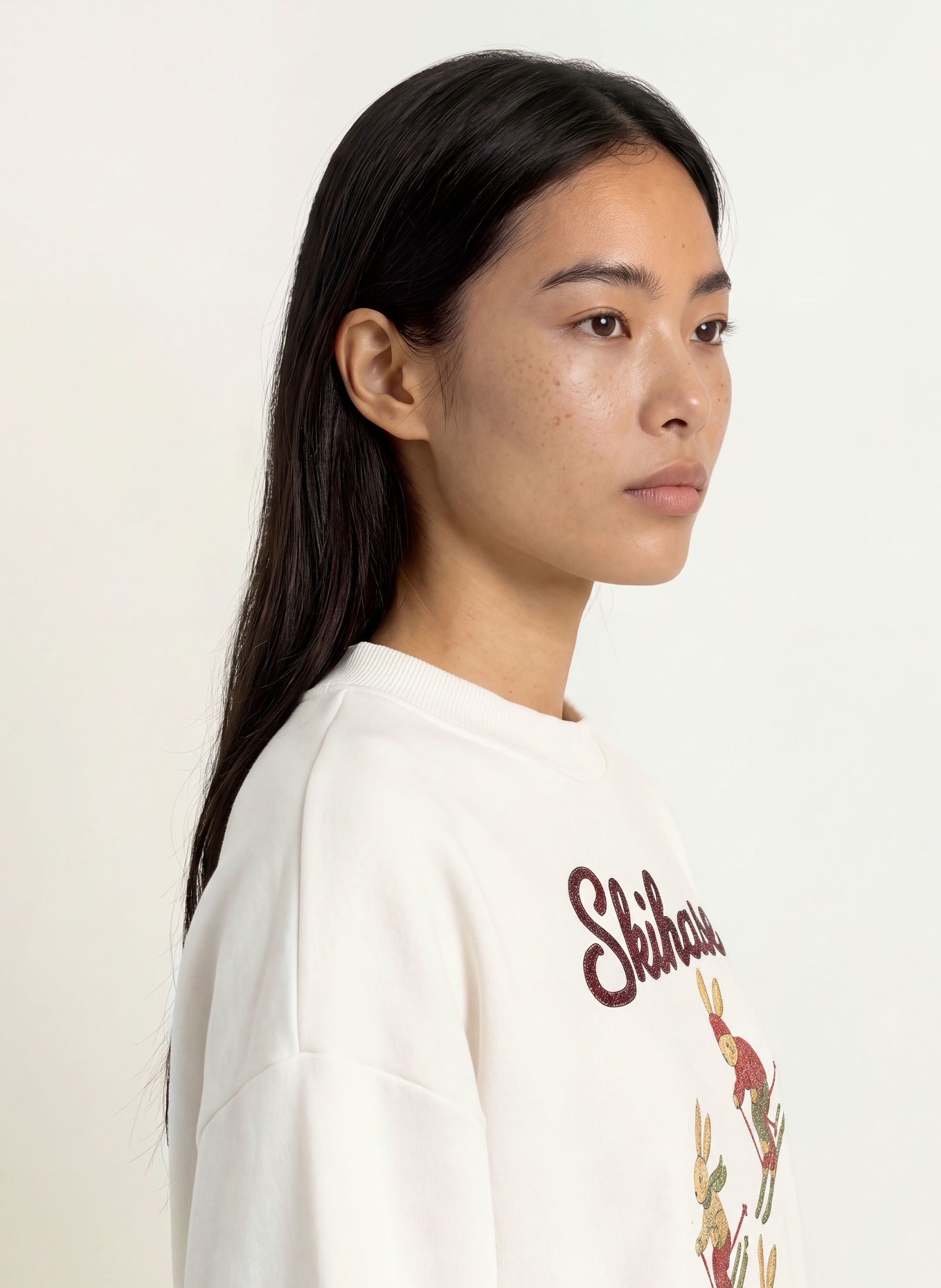 miss goodlife Sweatshirt mit Pailletten: ECRU / DUNKELROT / GRÜN