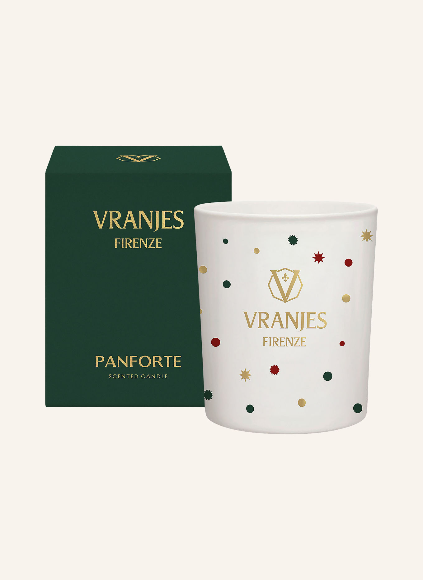 Dr. Vranjes Duftlys PANFORTE: HVID / GULD / MØRKEGRØN