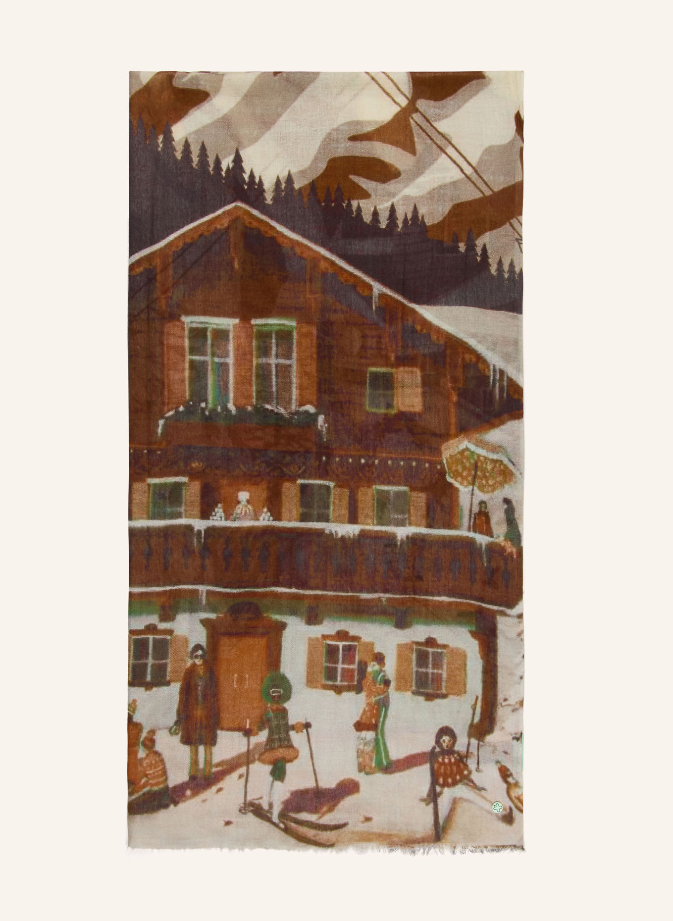 CODELLO Schal: BEIGE / DUNKELBRAUN / GRÜN