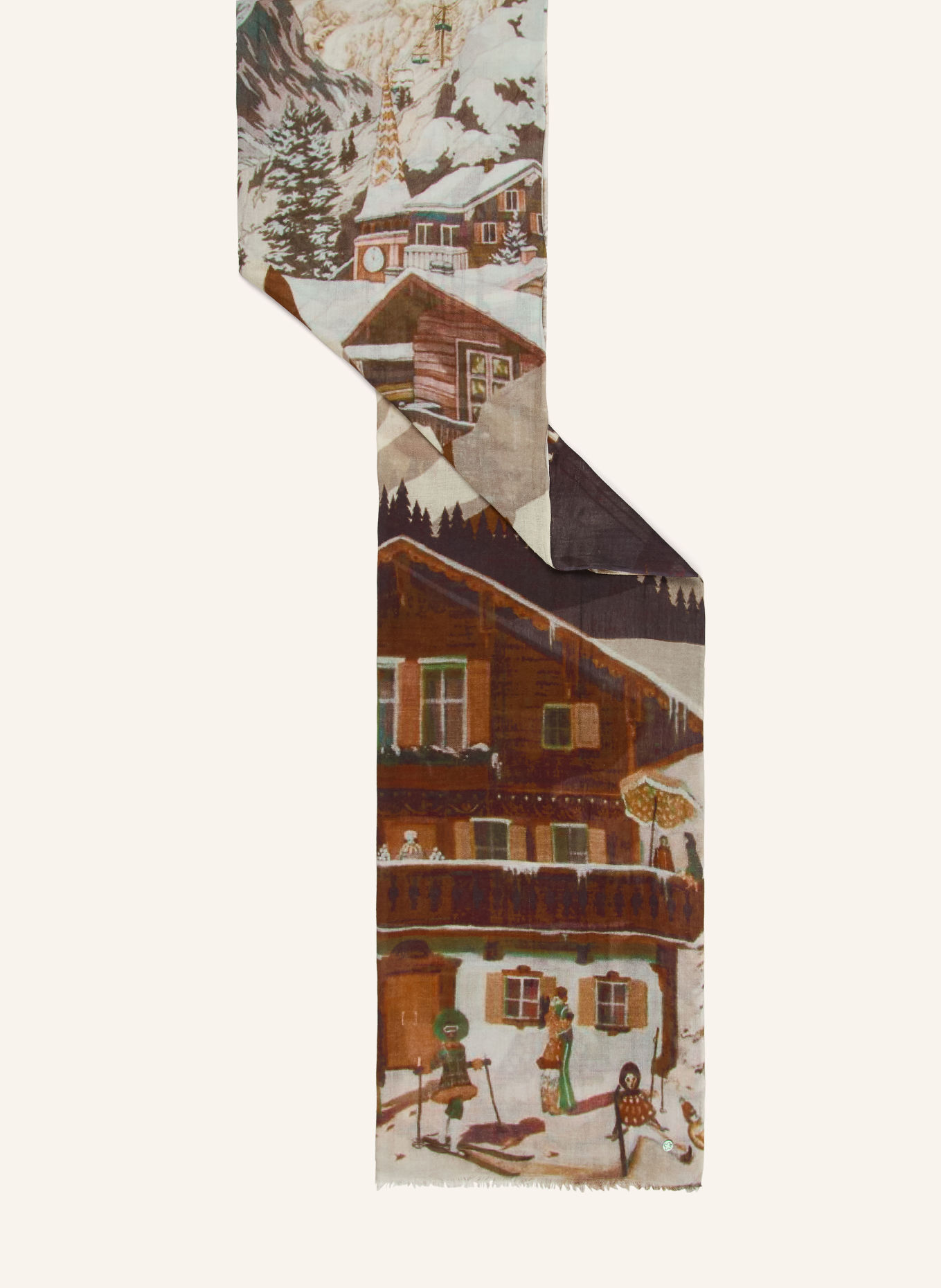 CODELLO Schal: BEIGE / DUNKELBRAUN / GRÜN