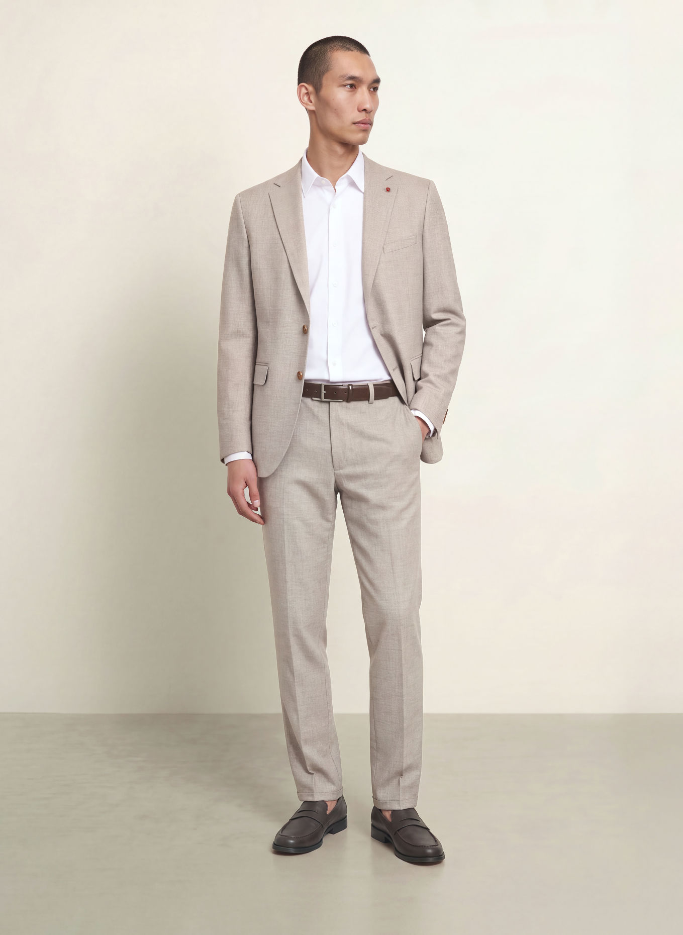 CG - CLUB of GENTS CG ORLANDO Slim Fit Jersey Suit Trousers: 22 BEIGE