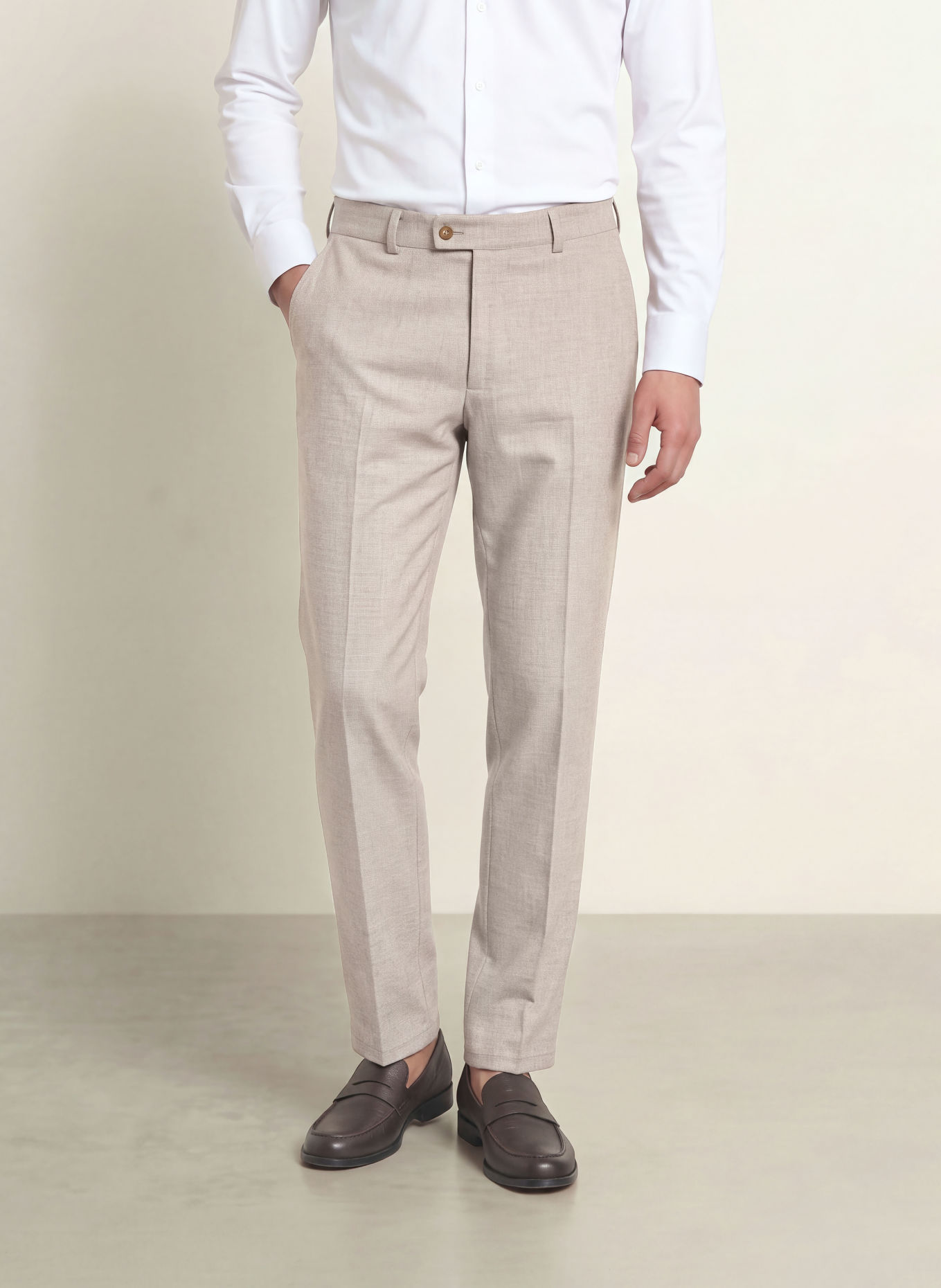 CG - CLUB of GENTS CG ORLANDO Slim Fit Jersey Suit Trousers: 22 BEIGE