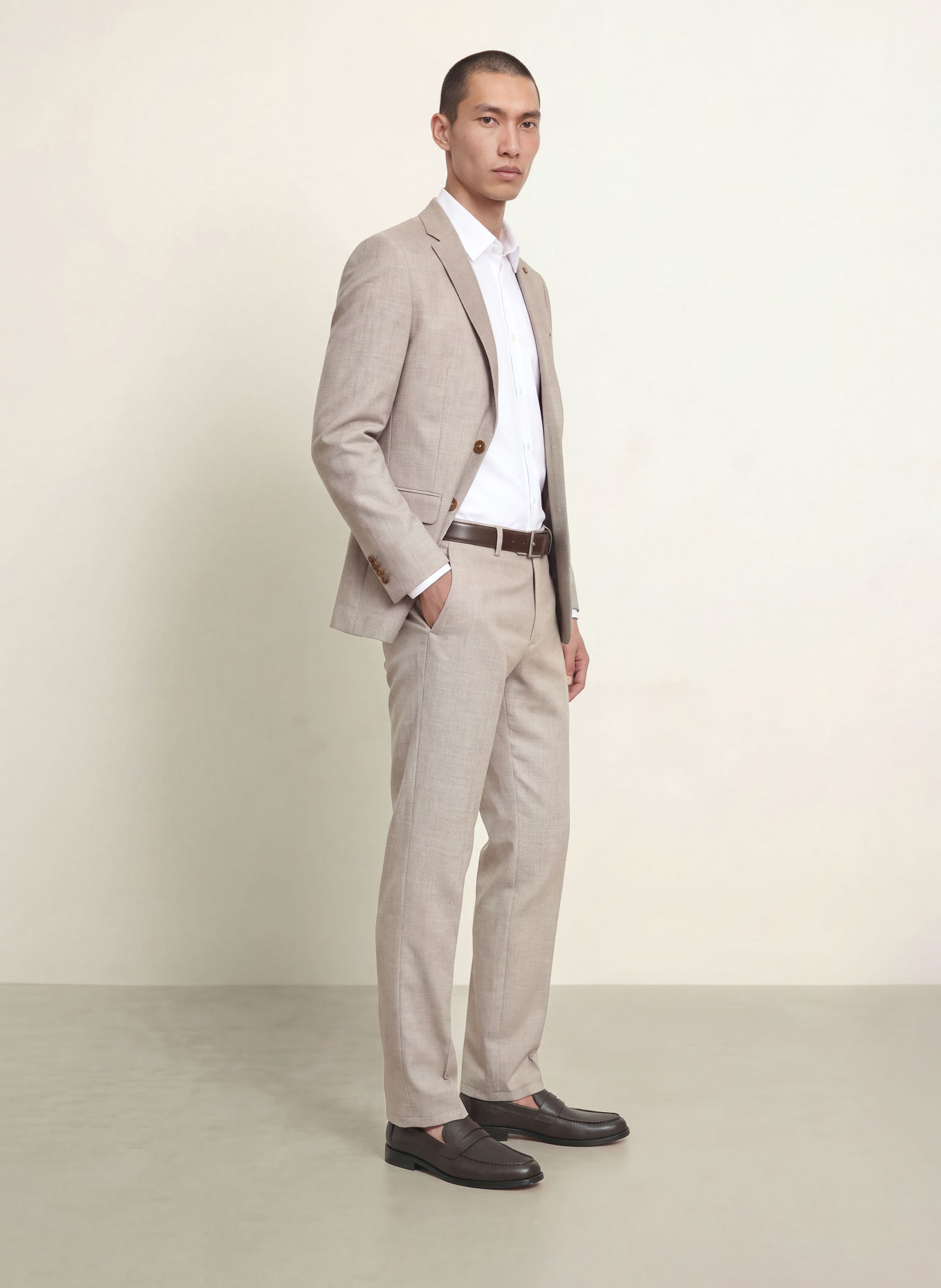 CG - CLUB of GENTS CG ORLANDO Slim Fit Jersey Suit Trousers: 22 BEIGE