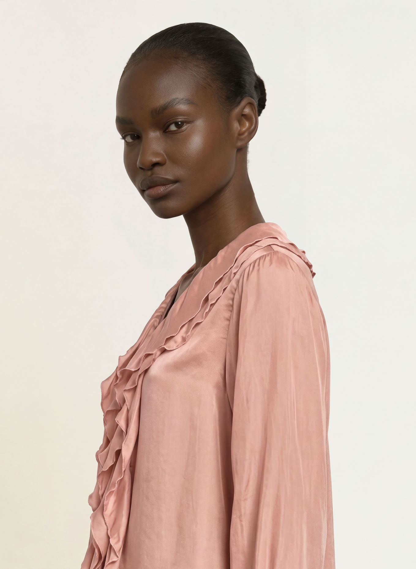 HEMISPHERE Seidenbluse mit Volants: ALTROSA