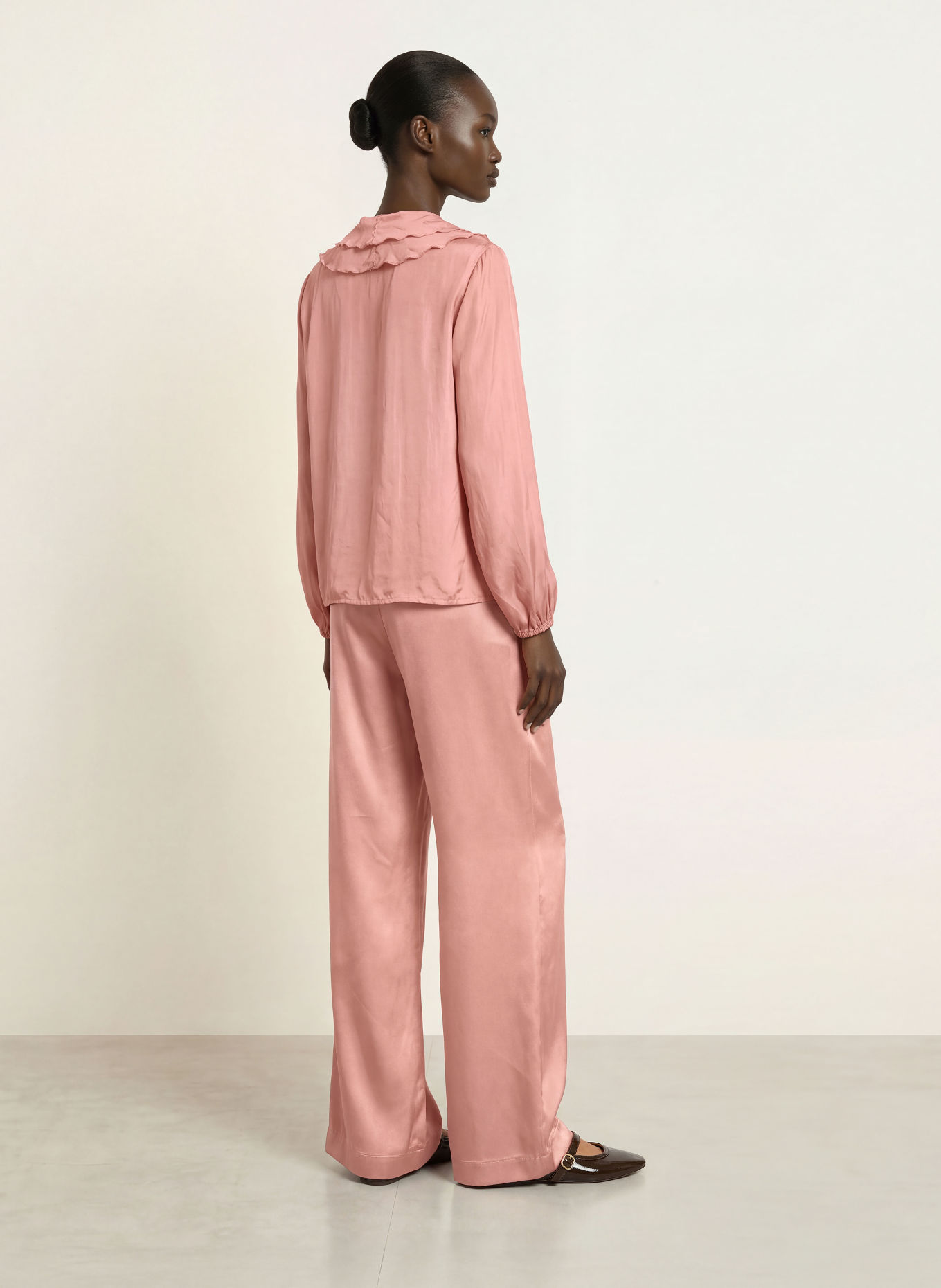 HEMISPHERE Satinhose mit Seide: ROSÉ