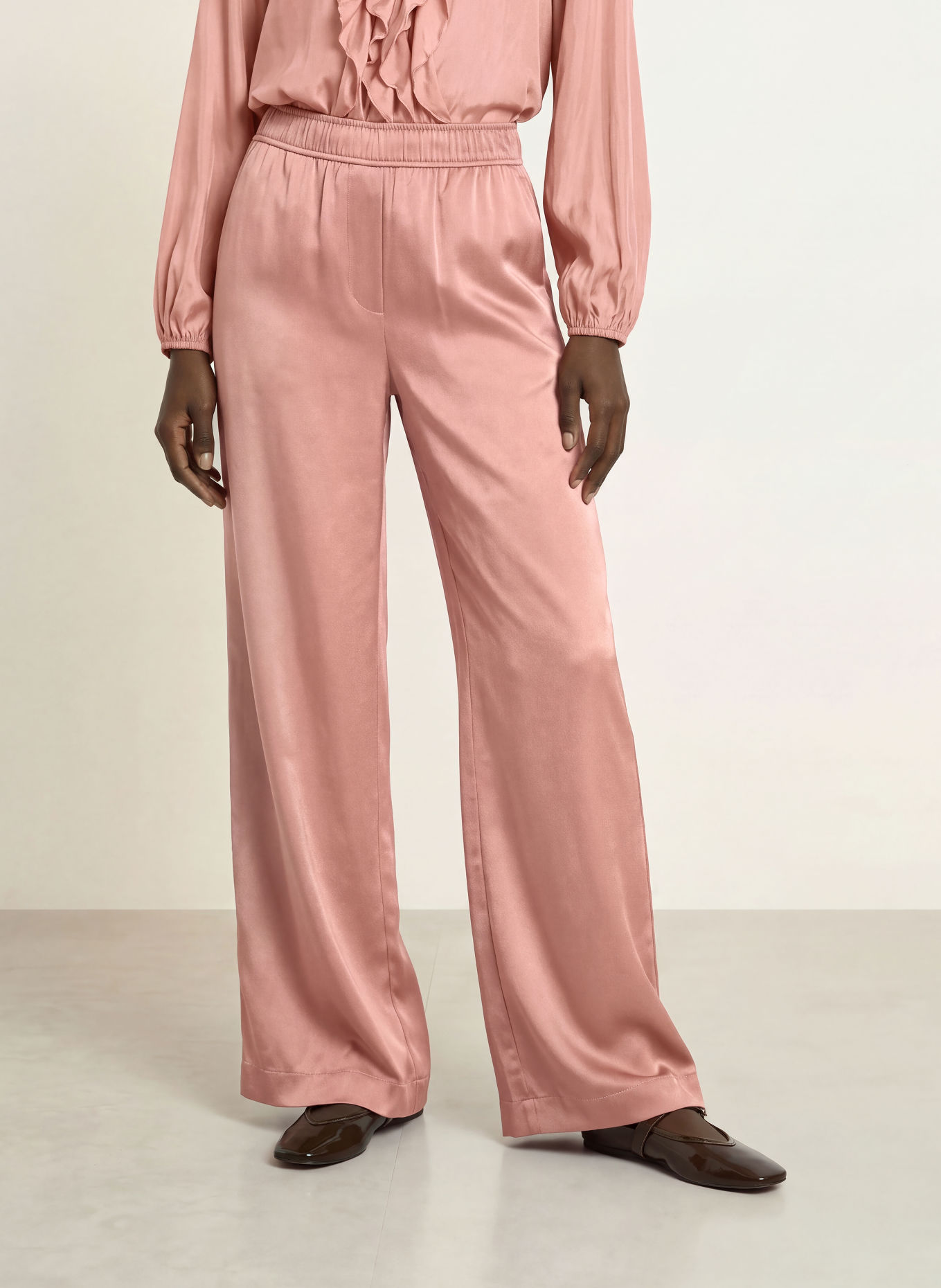 HEMISPHERE Satinhose mit Seide: ROSÉ