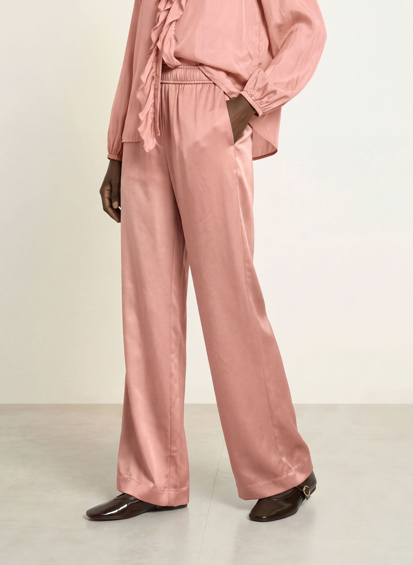 HEMISPHERE Satinhose mit Seide: ROSÉ