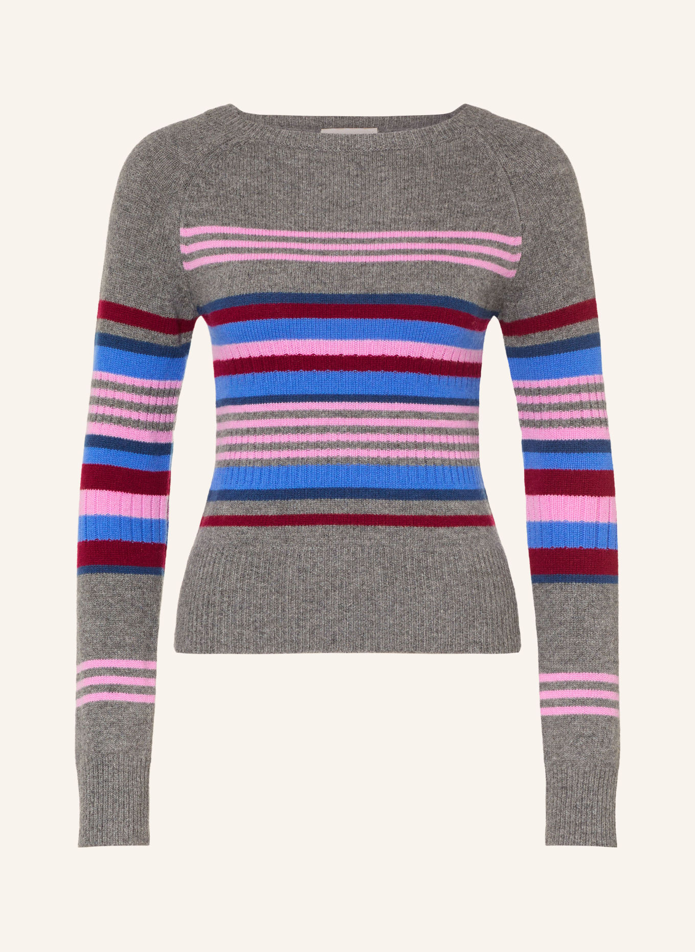 DAMSON MADDER. YESLEY Sweater Made of Merino Wool: GRAY / PINK / BLUE