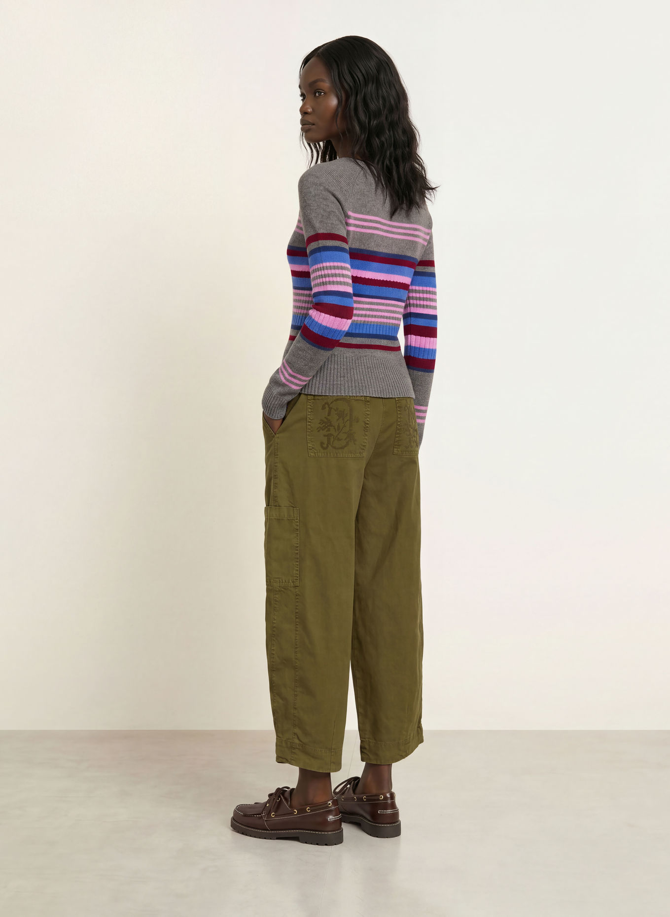 DAMSON MADDER. YESLEY Sweater Made of Merino Wool: GRAY / PINK / BLUE