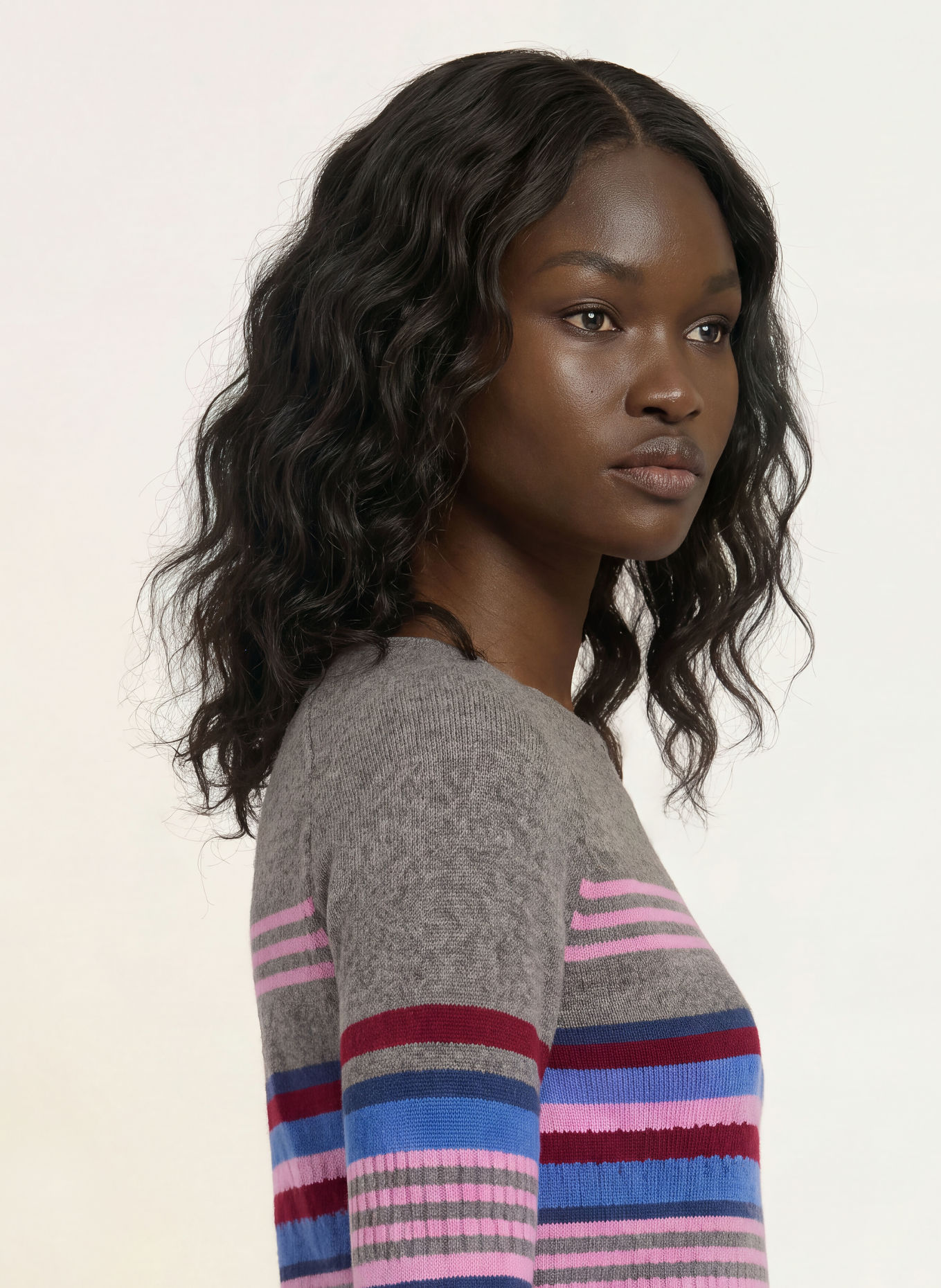 DAMSON MADDER. YESLEY Sweater Made of Merino Wool: GRAY / PINK / BLUE