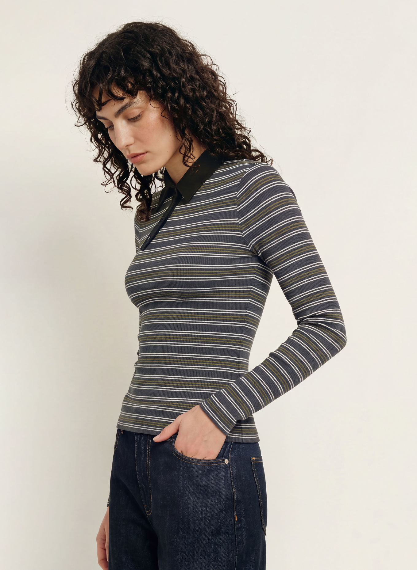 DAMSON MADDER. Jersey-poloshirt PEYTON: DONKERBLAUW / OLIJF / WIT