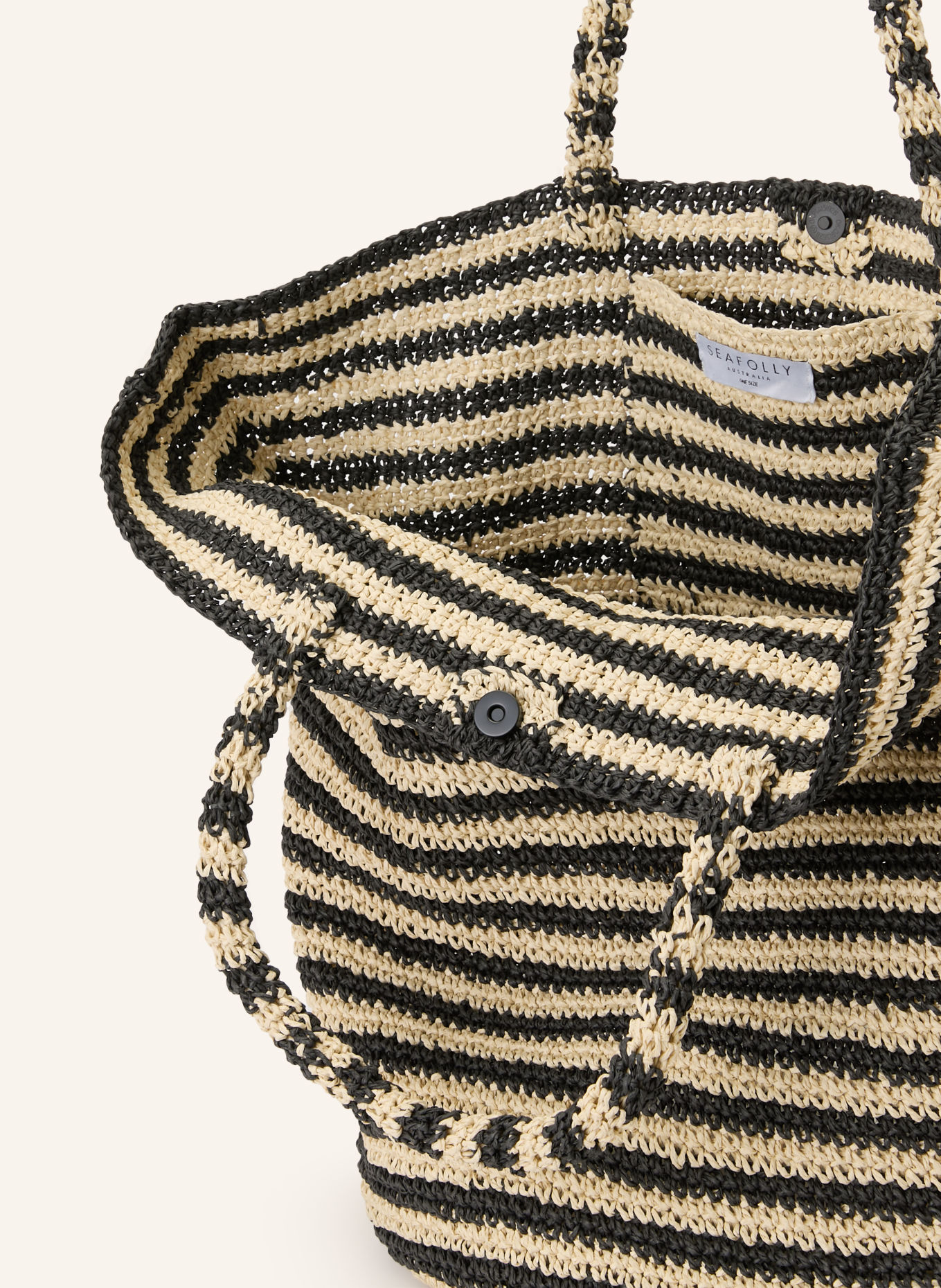SEAFOLLY Strandtasche: CREME / SCHWARZ