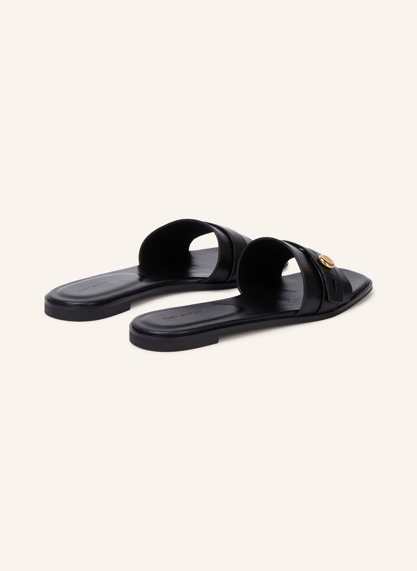 TORY BURCH ROMY Slides: BLACK / GOLD