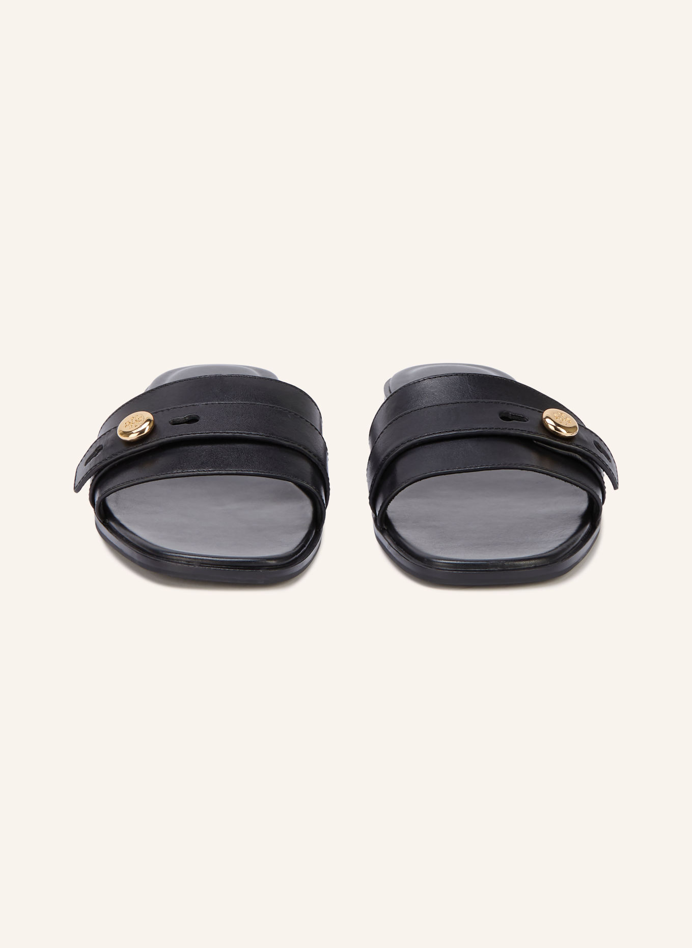 TORY BURCH ROMY Slides: BLACK / GOLD