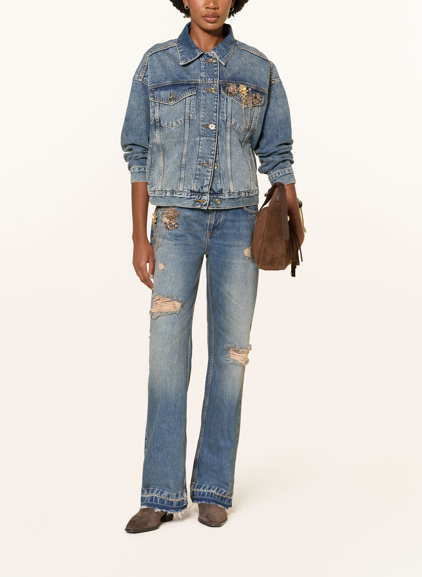 LIU JO GIGI Straight jeans with Rhinestones: 79240 Den.Blue dirty clips