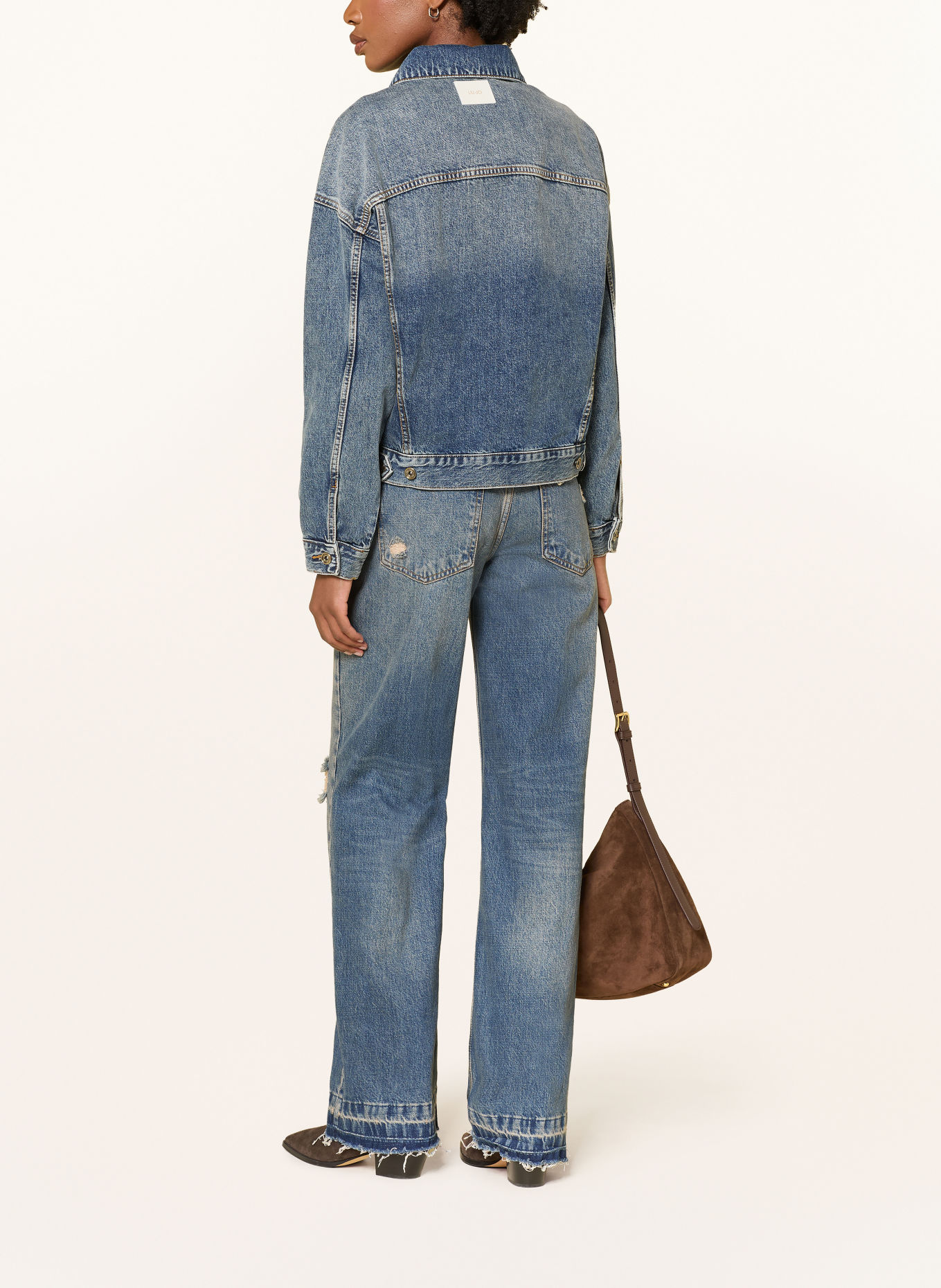 LIU JO GIGI Straight jeans with Rhinestones: 79240 Den.Blue dirty clips