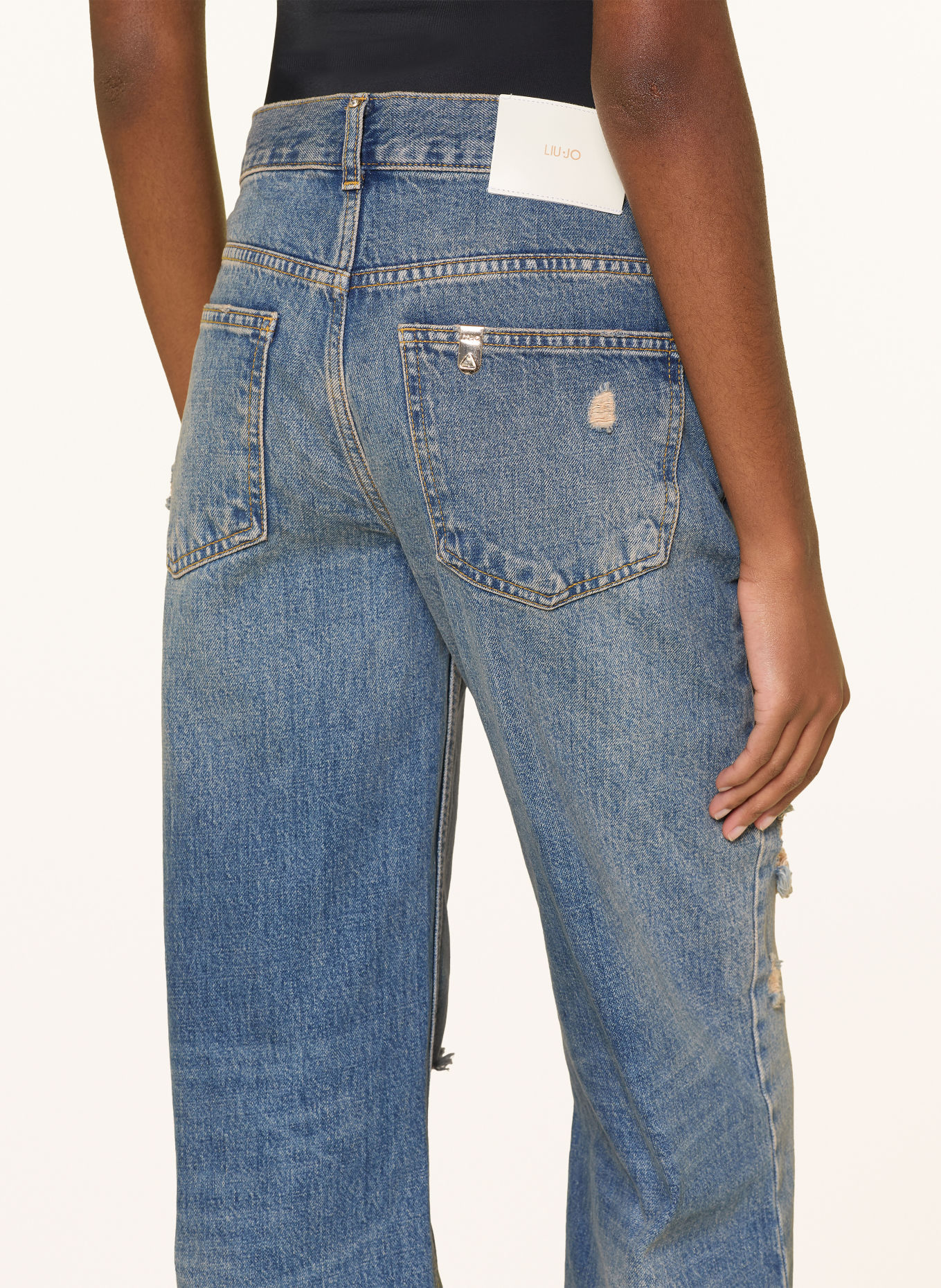 LIU JO GIGI Straight jeans with Rhinestones: 79240 Den.Blue dirty clips