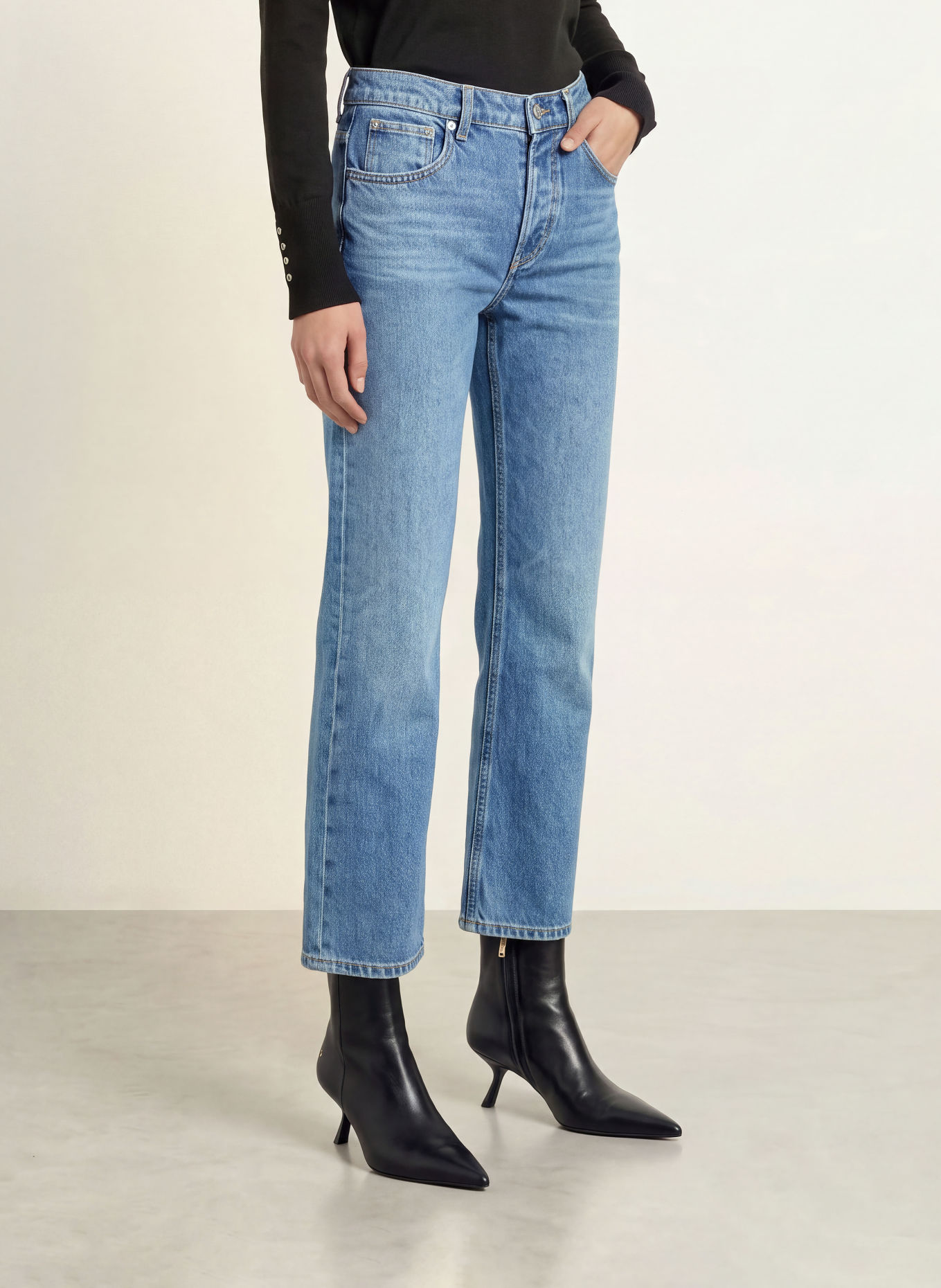 LIU JO Straight Jeans mit Schmucksteinen: 79260 Den.Blue fix.dk.wash
