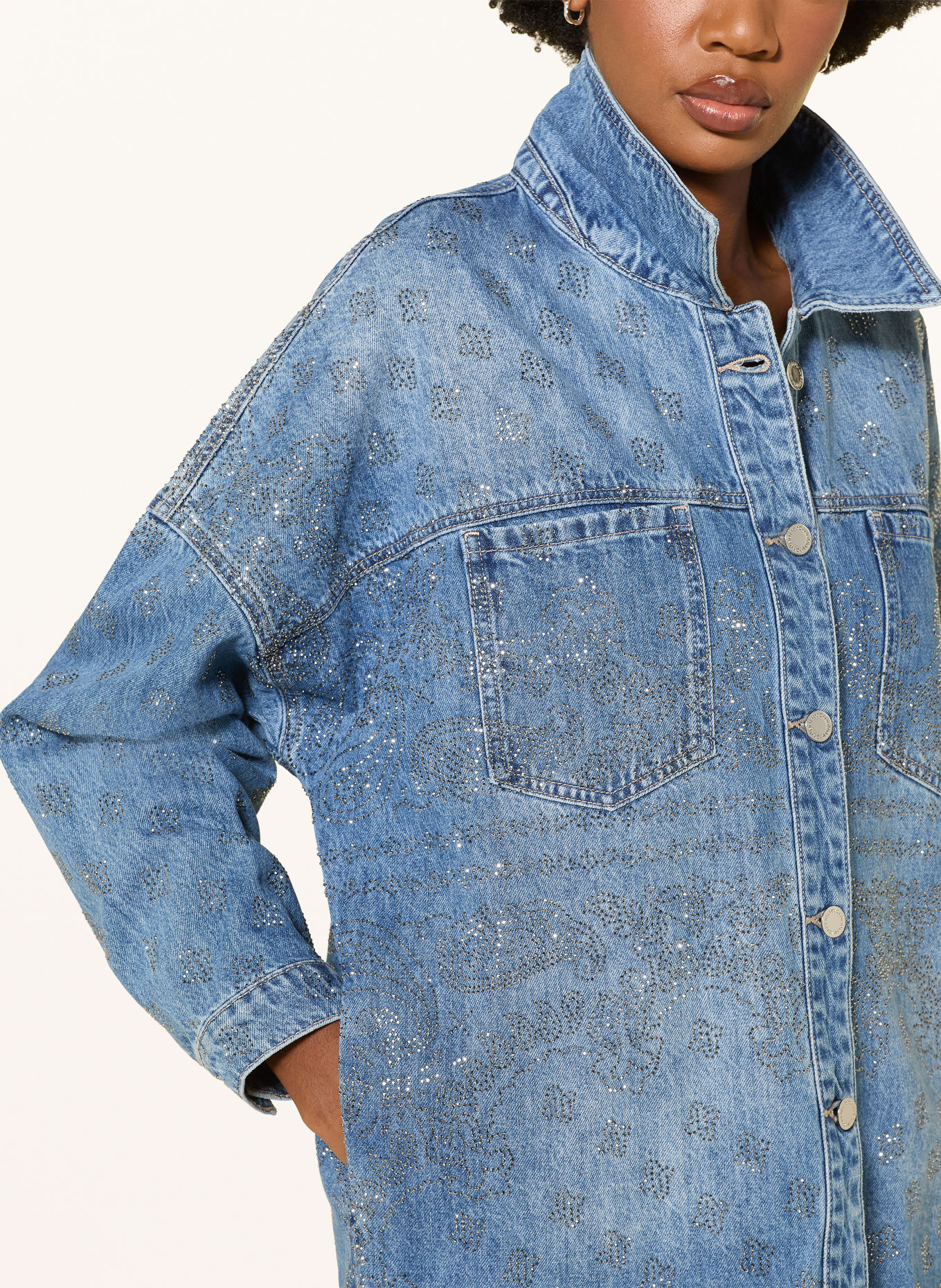 LIU JO Veste en jean GIGI avec strass: 79212 Den.Blu dk.bandana