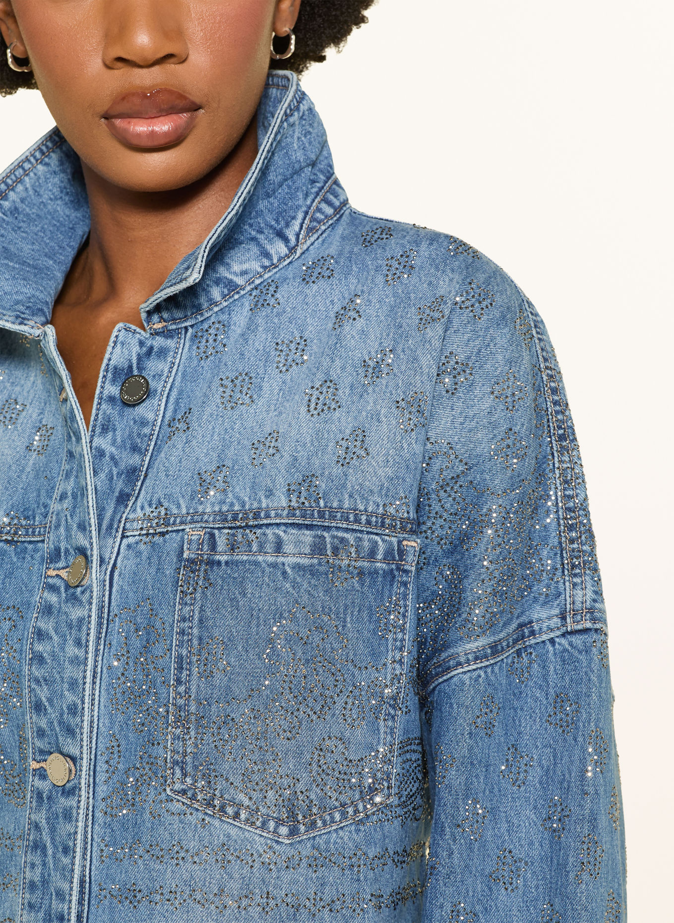 LIU JO Veste en jean GIGI avec strass: 79212 Den.Blu dk.bandana