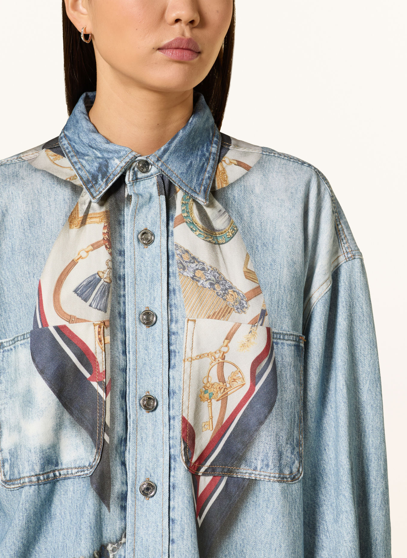 LIU JO Overhemdblouse: LICHTBLAUW / ROOD / DONKERBLAUW