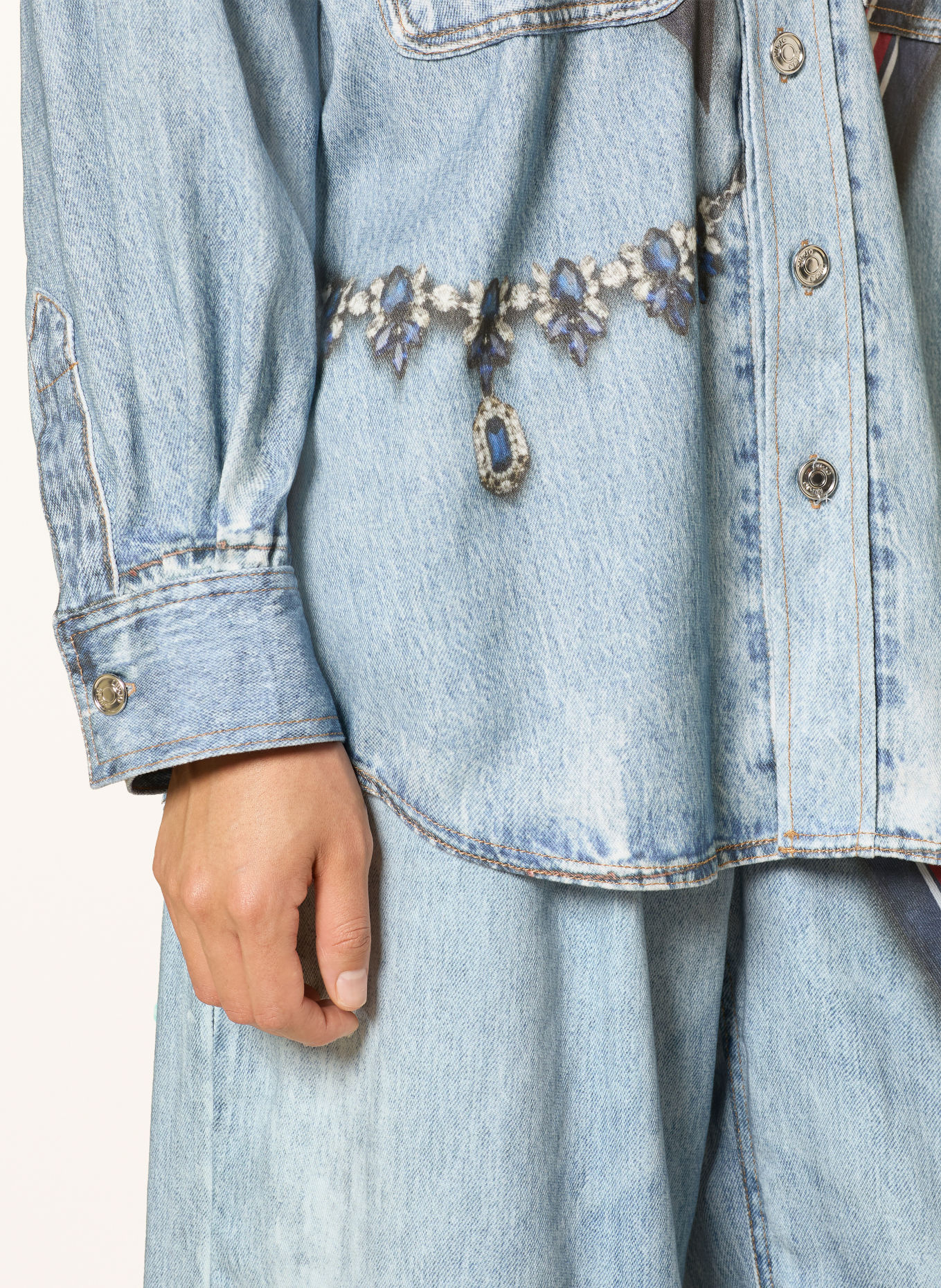 LIU JO Overhemdblouse: LICHTBLAUW / ROOD / DONKERBLAUW