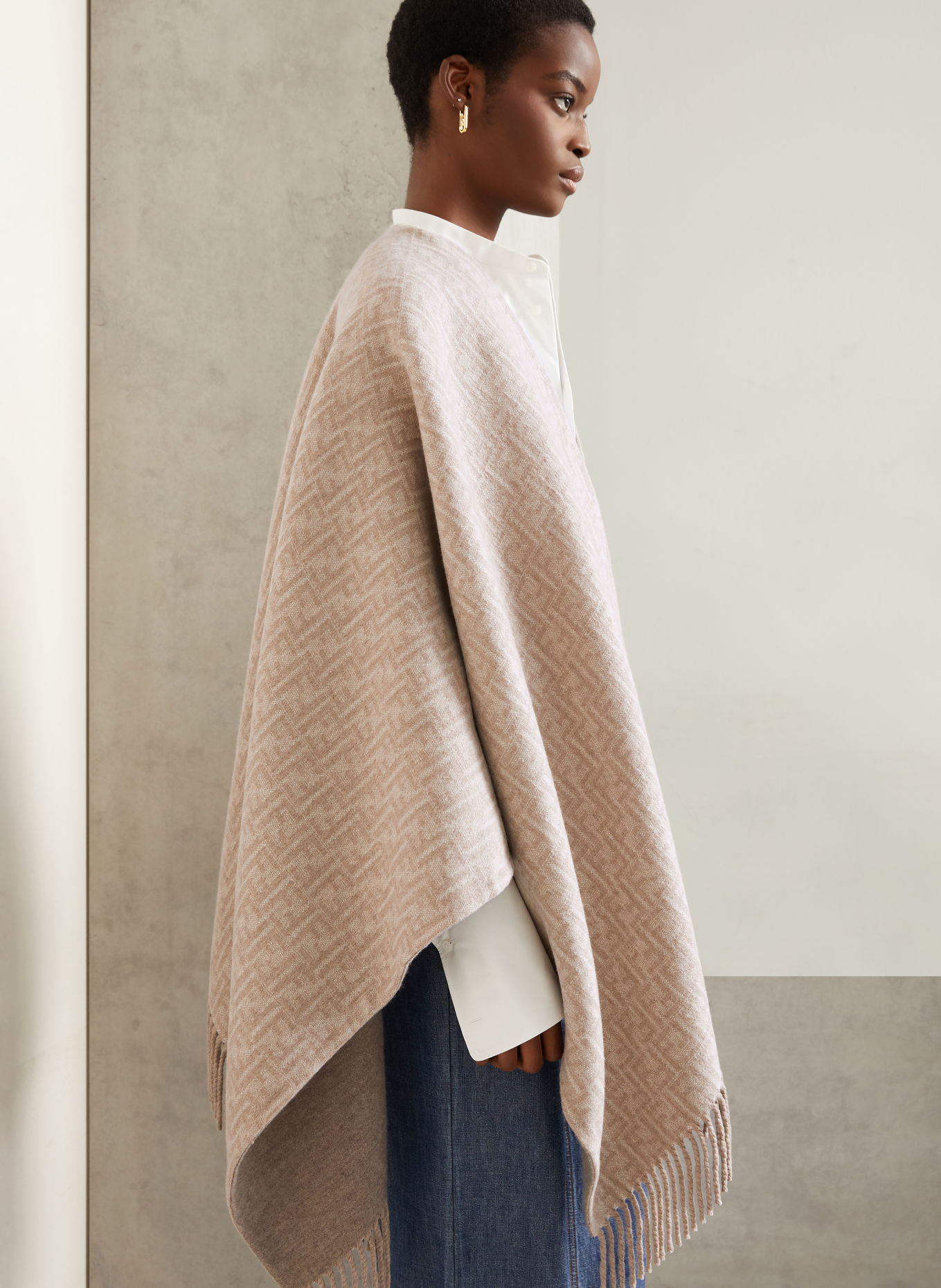 FENDI Cape with cashmere: GRAY